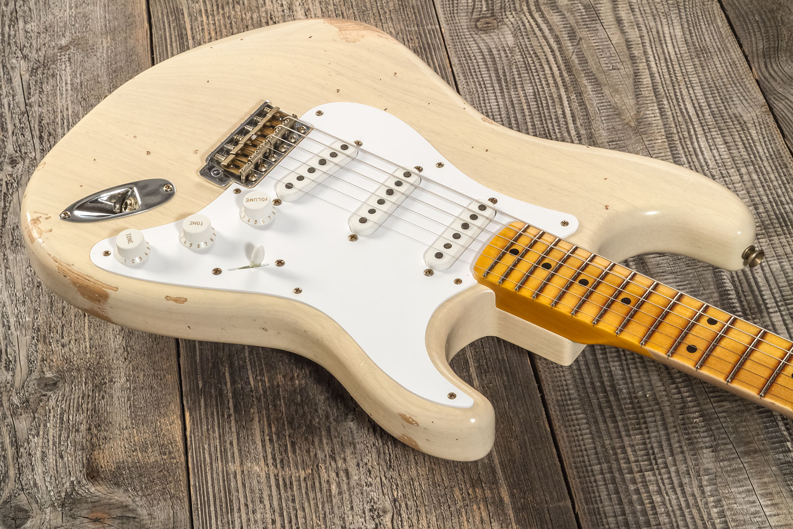 Fender Custom Shop Strat 1954 70th Anniv. 3s Trem Mn #xn4342 - Relic Vintage Blonde - Str shape electric guitar - Variation 2