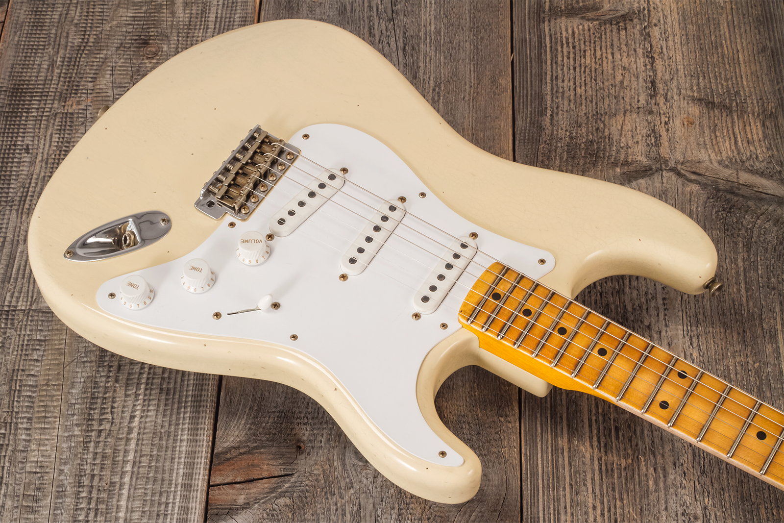Fender Custom Shop Strat 1954 70th Anniv. 3s Trem Mn #xn4409 - Journeyman Relic Vintage Blonde - Str shape electric guitar - Variation 2