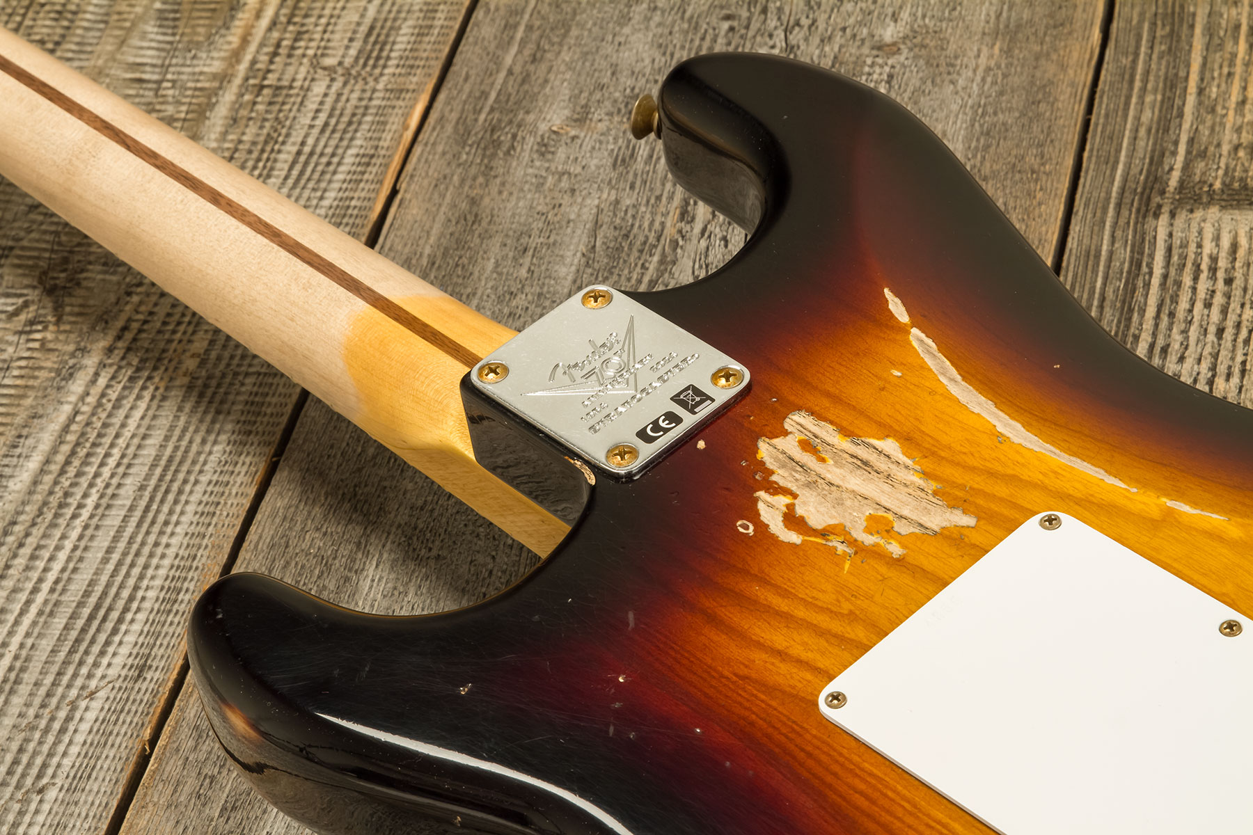 Fender Custom Shop Strat 1954 70th Anniv. 3s Trem Mn #xn4888 - Heavy Relic 2-color Sunburst - Str shape electric guitar - Variation 6