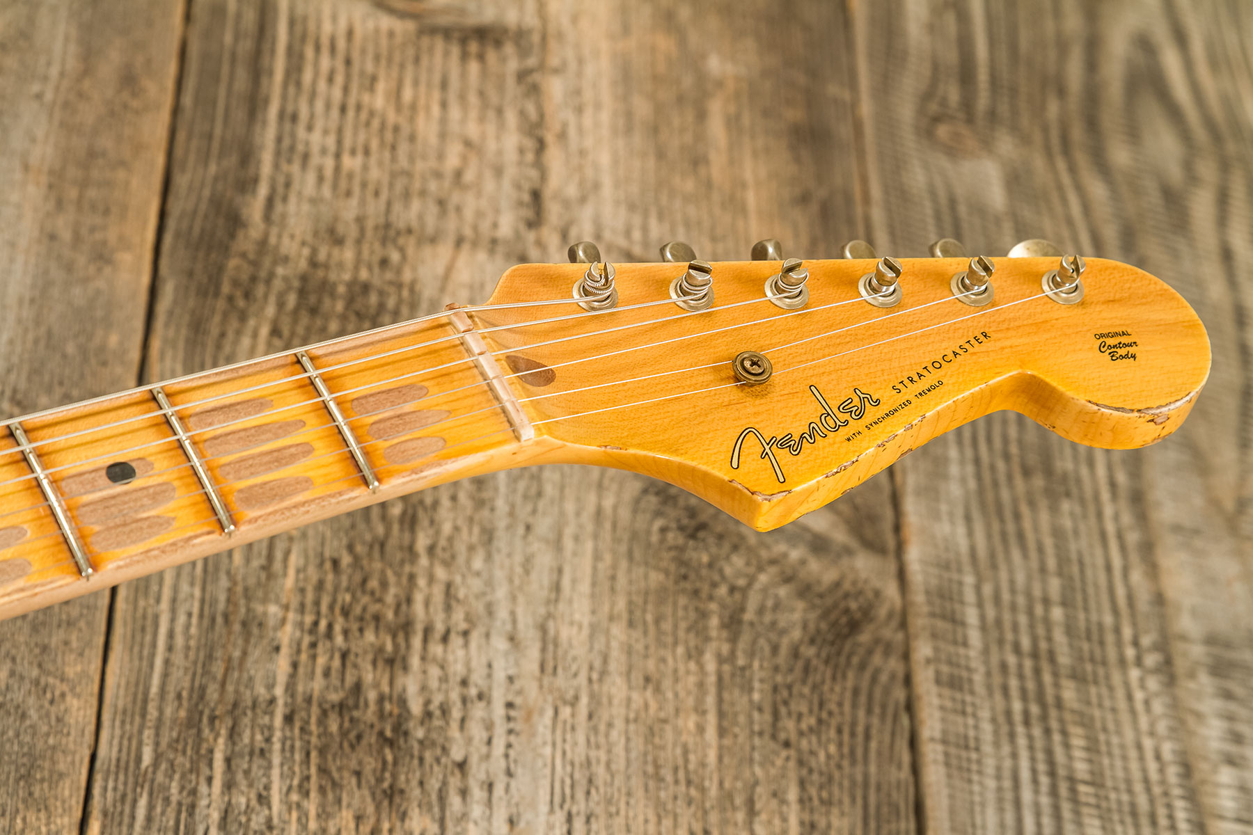 Fender Custom Shop Strat 1954 70th Anniv. 3s Trem Mn #xn4888 - Heavy Relic 2-color Sunburst - Str shape electric guitar - Variation 7