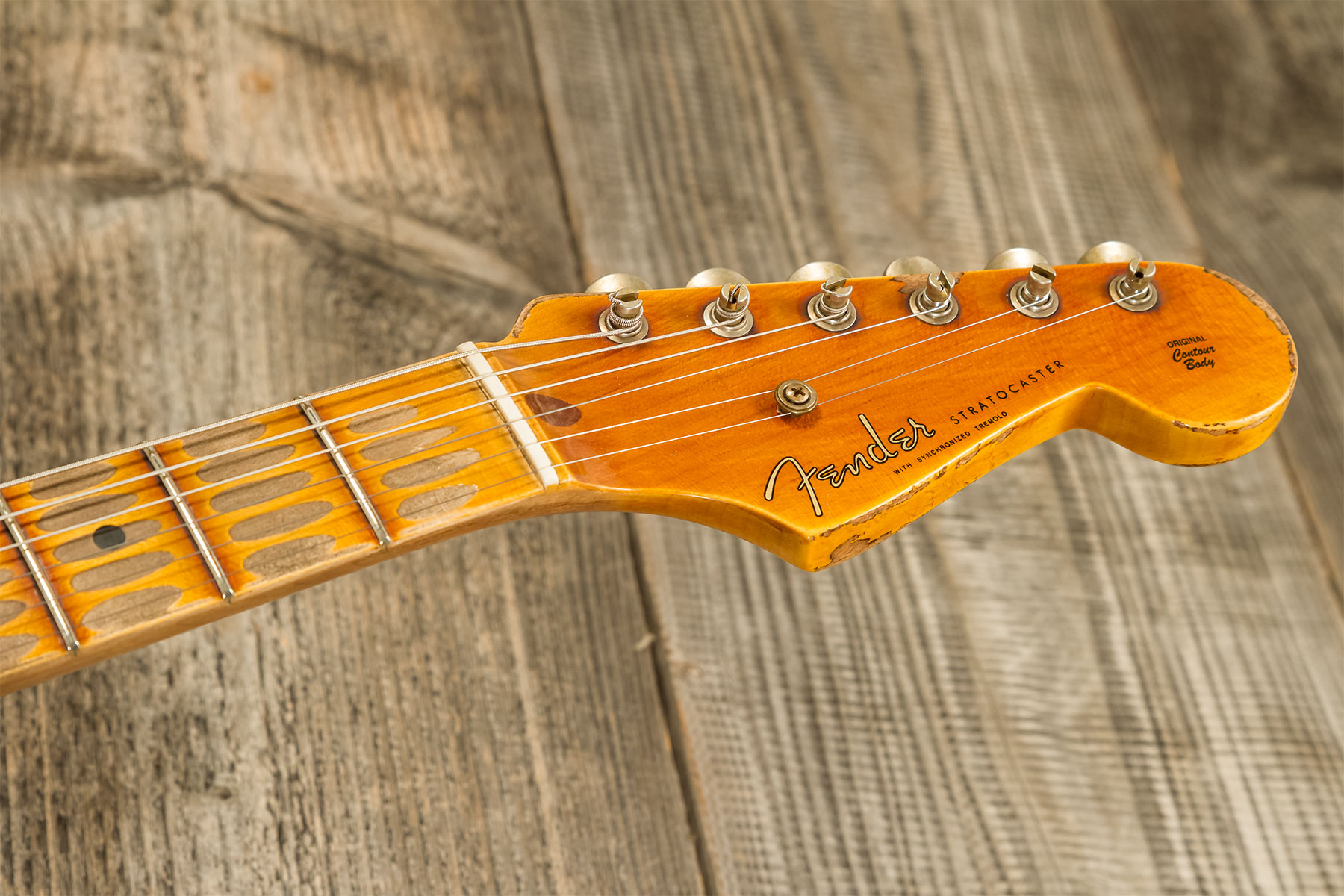Fender Custom Shop Strat 1954 70th Anniv. 3s Trem Mn #xn4889 - Super Heavy Relic 2-color Sunburst - Str shape electric guitar - Variation 9