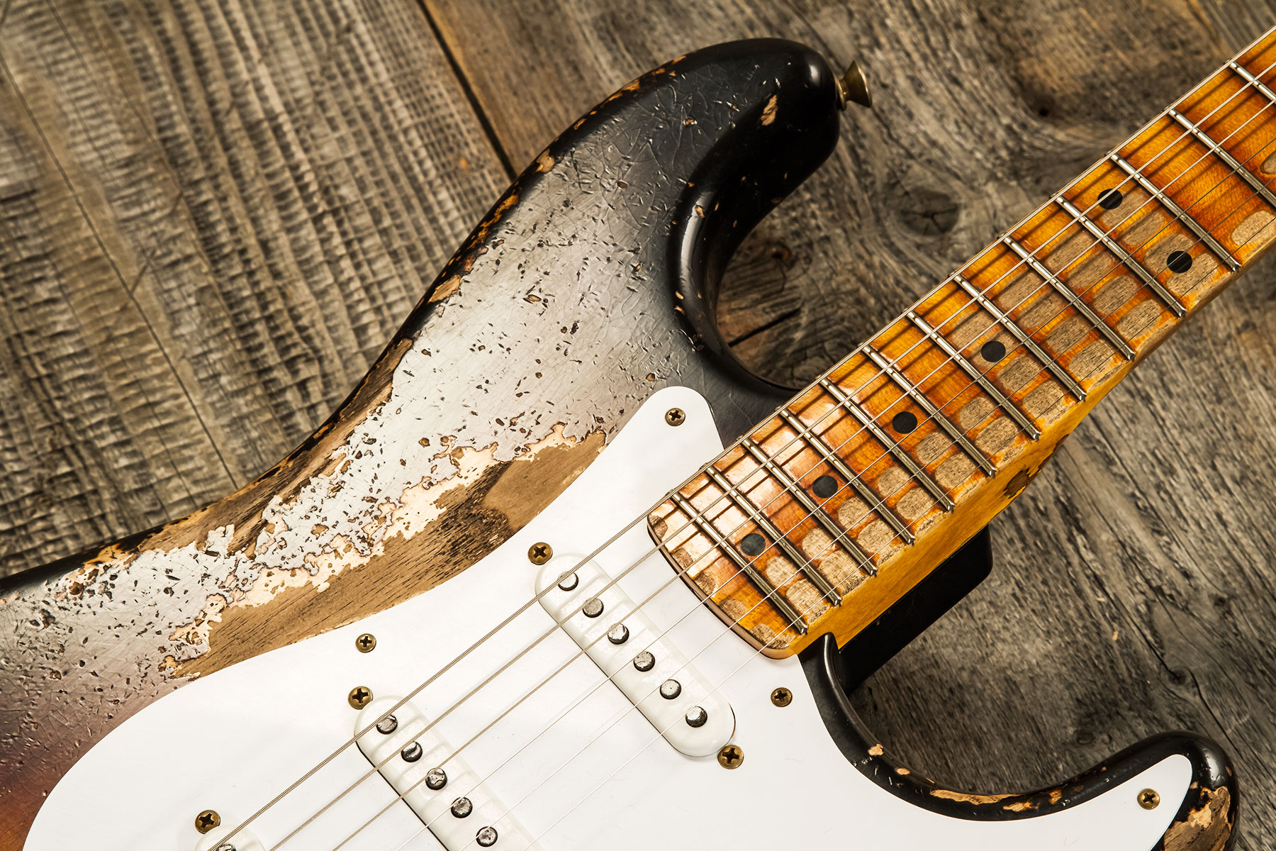 Fender Custom Shop Strat 1954 70th Anniv. 3s Trem Mn #xn4889 - Super Heavy Relic 2-color Sunburst - Str shape electric guitar - Variation 5
