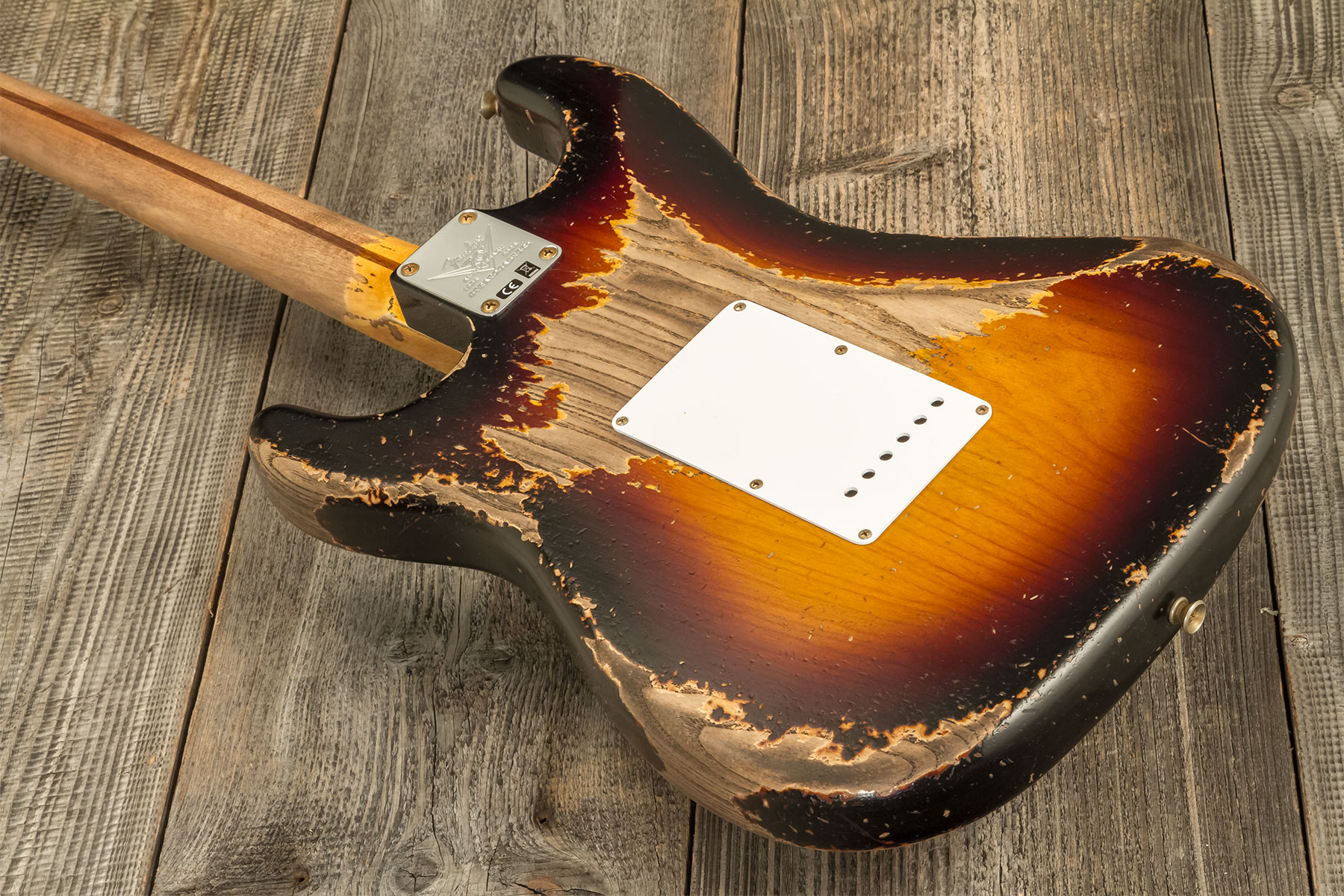 Fender Custom Shop Strat 1954 70th Anniv. 3s Trem Mn #xn4889 - Super Heavy Relic 2-color Sunburst - Str shape electric guitar - Variation 6