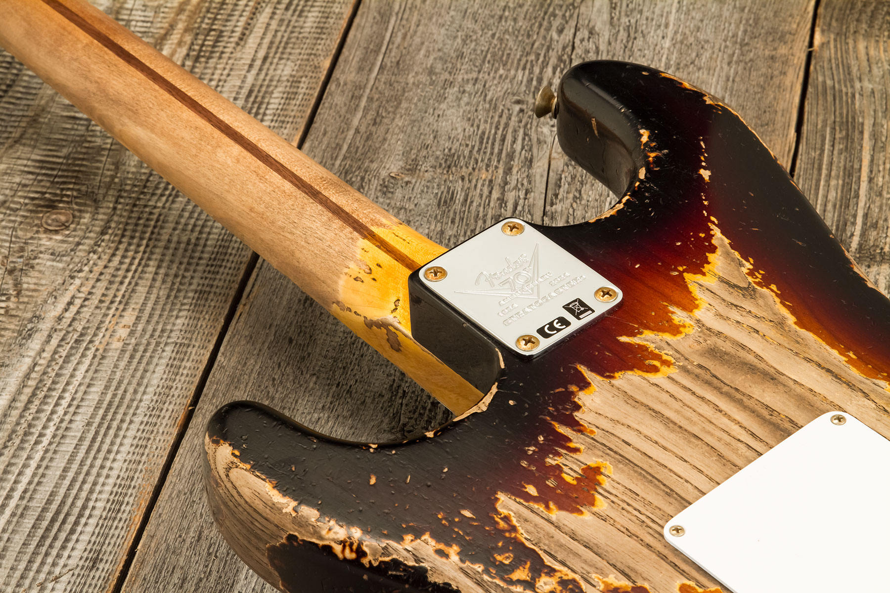 Fender Custom Shop Strat 1954 70th Anniv. 3s Trem Mn #xn4889 - Super Heavy Relic 2-color Sunburst - Str shape electric guitar - Variation 8