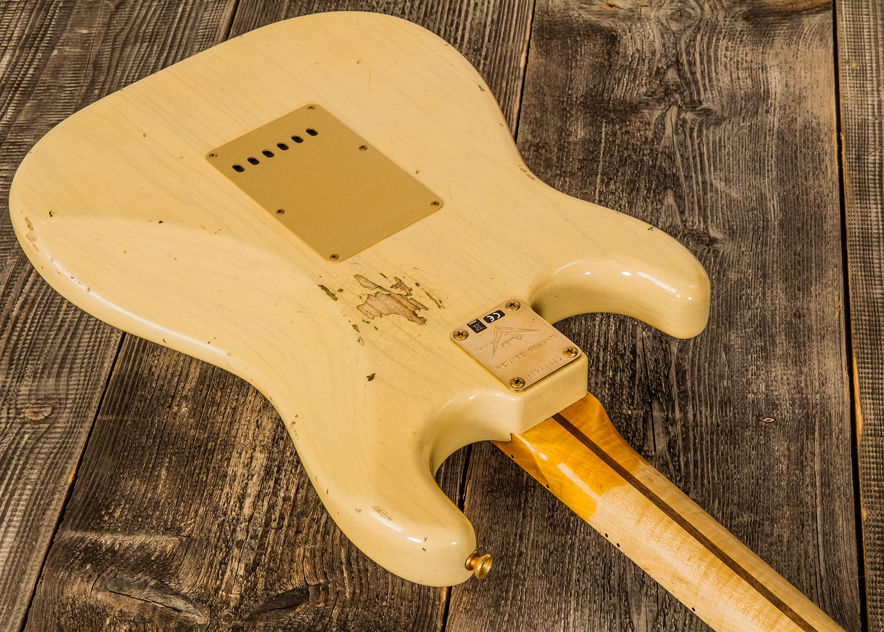 Fender Custom Shop Strat 1955 Bone Tone Usa 3s Trem Mn #cz554628 - Relic Honey Blonde W/ Gold Hardware - Str shape electric guitar - Variation 2