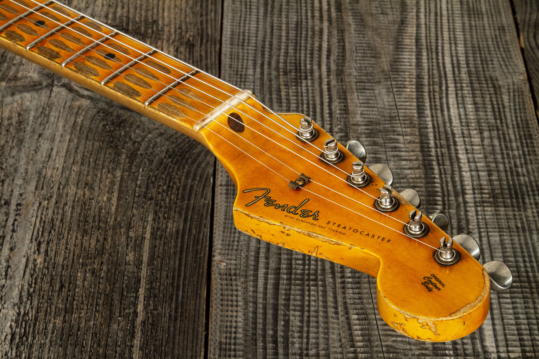 Fender Custom Shop Strat 1956 3s Trem Mn #cz568636 - Super Heavy Relic Aged India Ivory - Str shape electric guitar - Variation 9