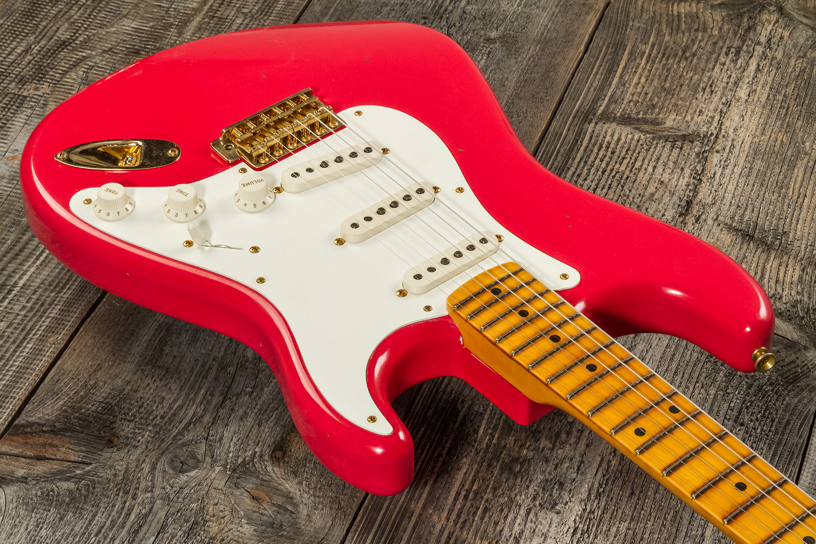 Fender Custom Shop Strat 1956 3s Trem Mn #r130433 - Journeyman Relic Fiesta Red - Str shape electric guitar - Variation 2