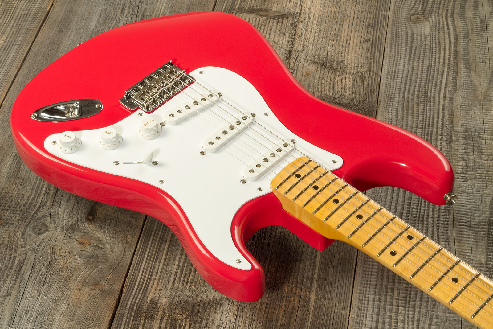 Fender Custom Shop Strat 1956 3s Trem Mn #r133022 - Nos Fiesta Red - Str shape electric guitar - Variation 2