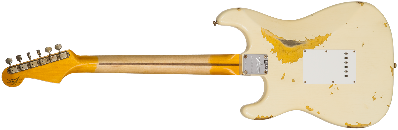 Fender Custom Shop Strat 1956 3s Trem Mn #cz550419 - Heavy Relic Vintage White Over Sunburst - Tel shape electric guitar - Variation 1