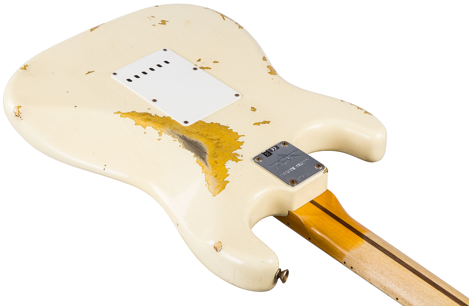 Fender Custom Shop Strat 1956 3s Trem Mn #cz550419 - Heavy Relic Vintage White Over Sunburst - Tel shape electric guitar - Variation 4