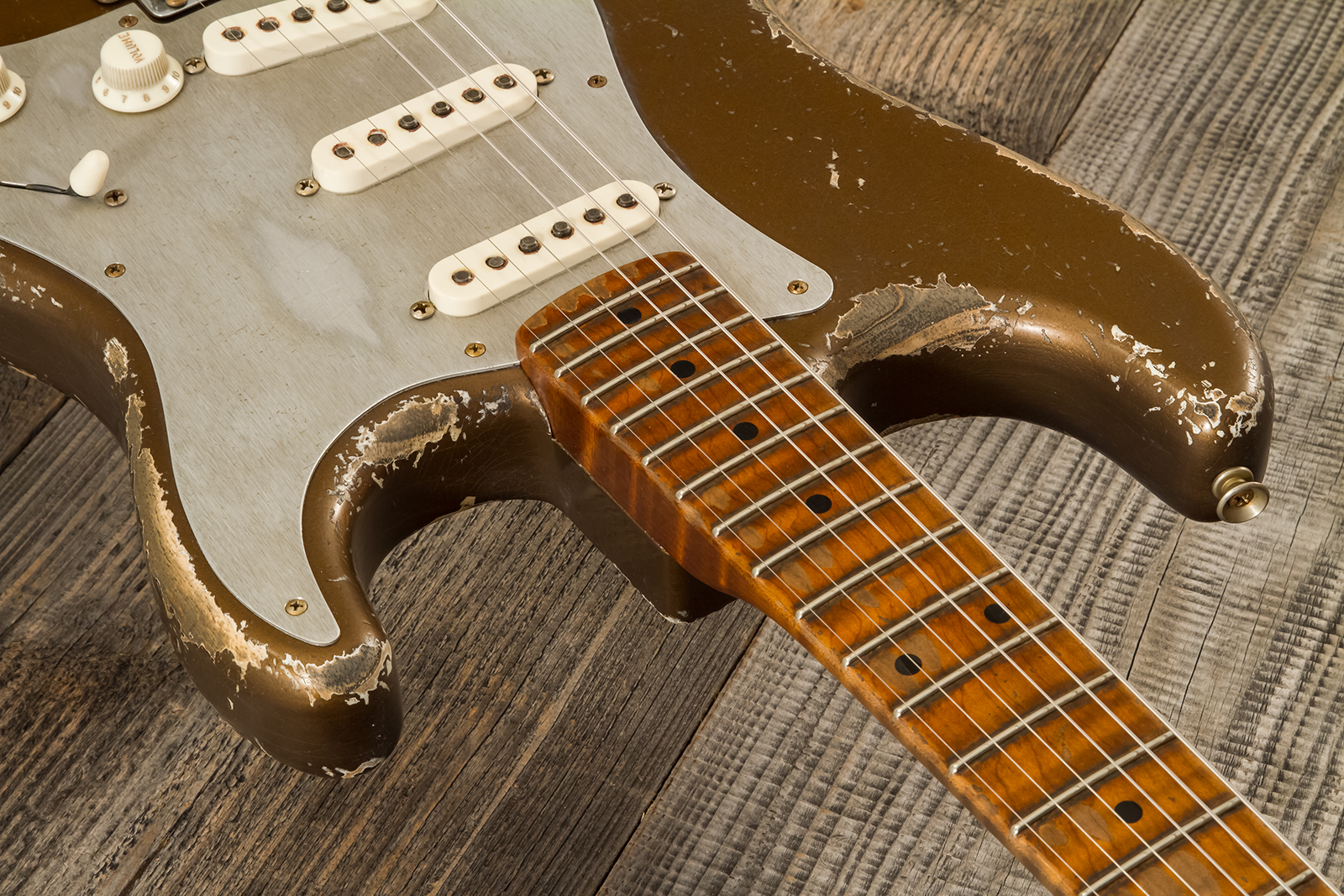 Fender Custom Shop Strat 1957 Masterbuilt D.wilson 3s Trem Mn #cz578116 - Relic Bronze - Str shape electric guitar - Variation 4