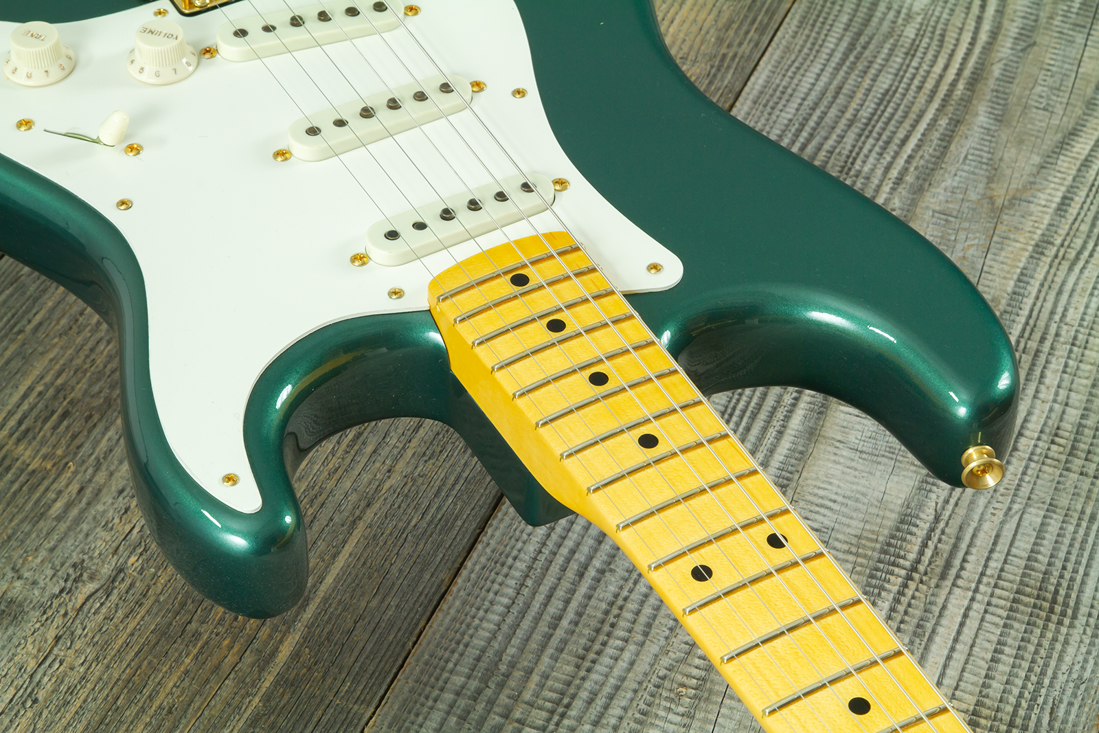 Fender Custom Shop Strat 1957 Vintage Custom 3s Trem Mn #r145062 - Time Capsule Sherwood Green Metallic - Str shape electric guitar - Variation 4