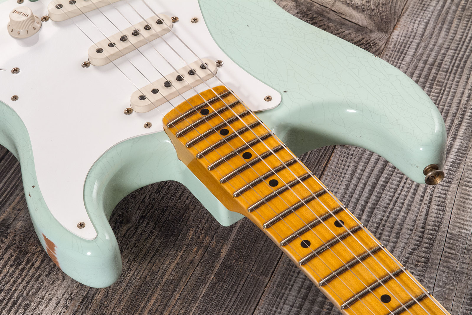Fender Custom Shop Strat 1958 3s Trem Mn #cz572338 - Relic Aged Surf Green - Str shape electric guitar - Variation 4