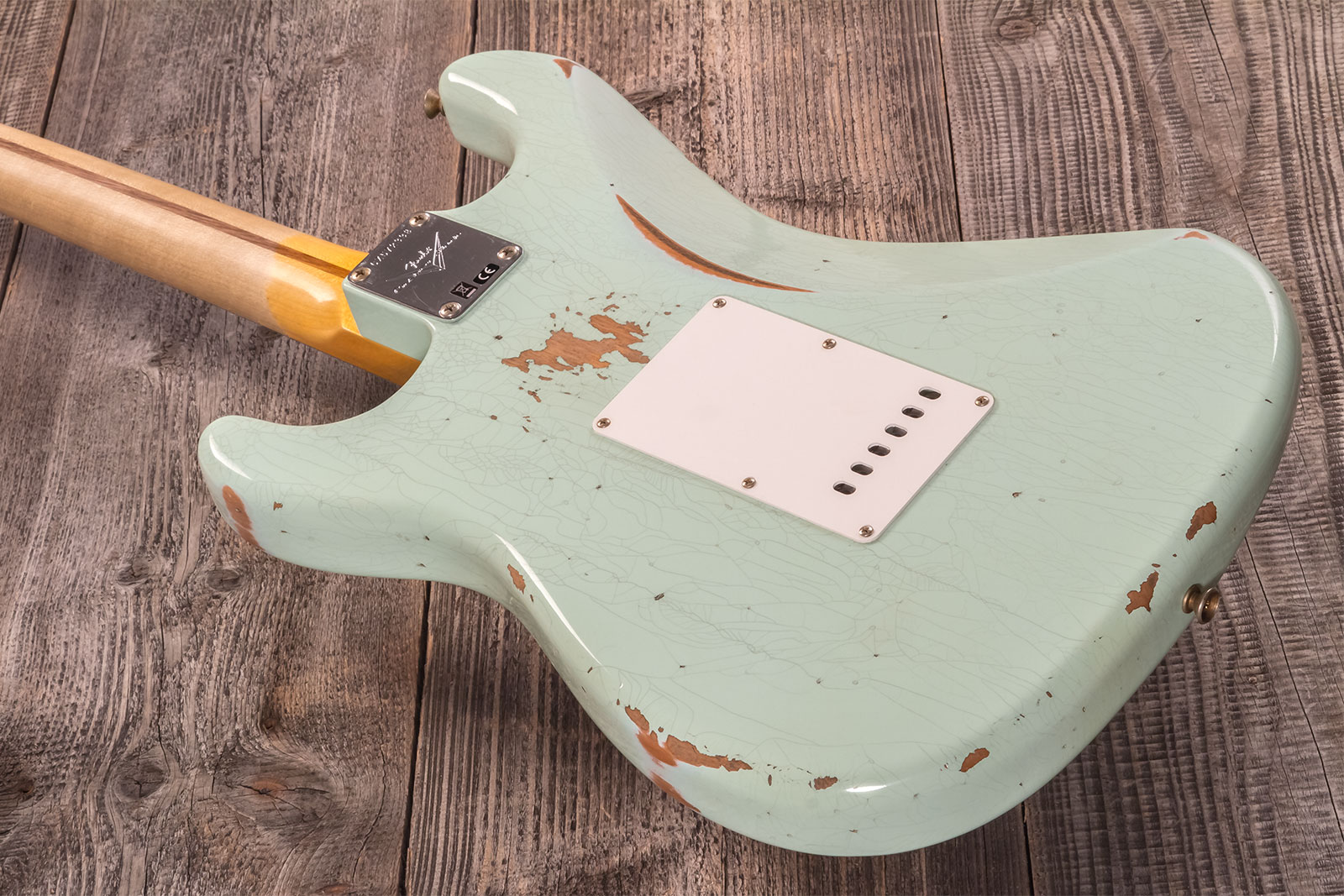 Fender Custom Shop Strat 1958 3s Trem Mn #cz572338 - Relic Aged Surf Green - Str shape electric guitar - Variation 6