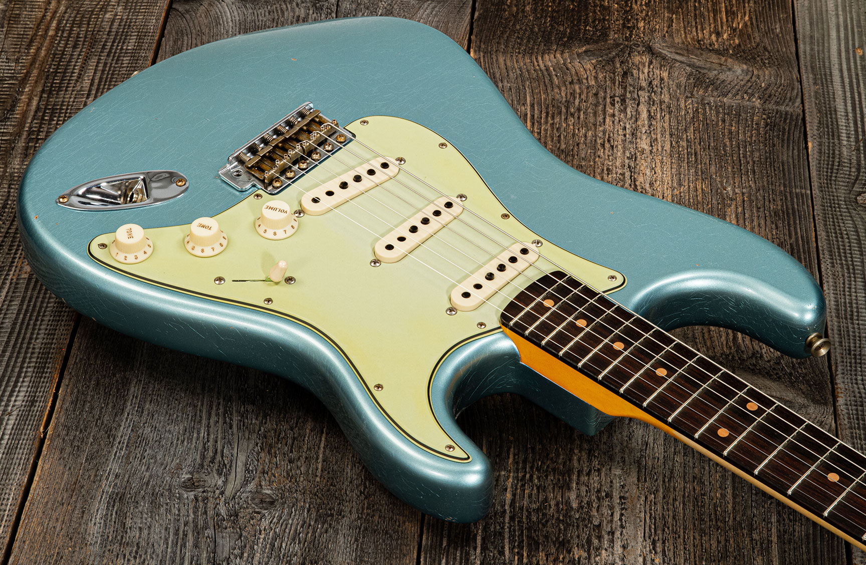 Fender Custom Shop Strat 1959 3s Trem Rw #cz566857 - Journeyman Relic Teal Green Metallic - Str shape electric guitar - Variation 2