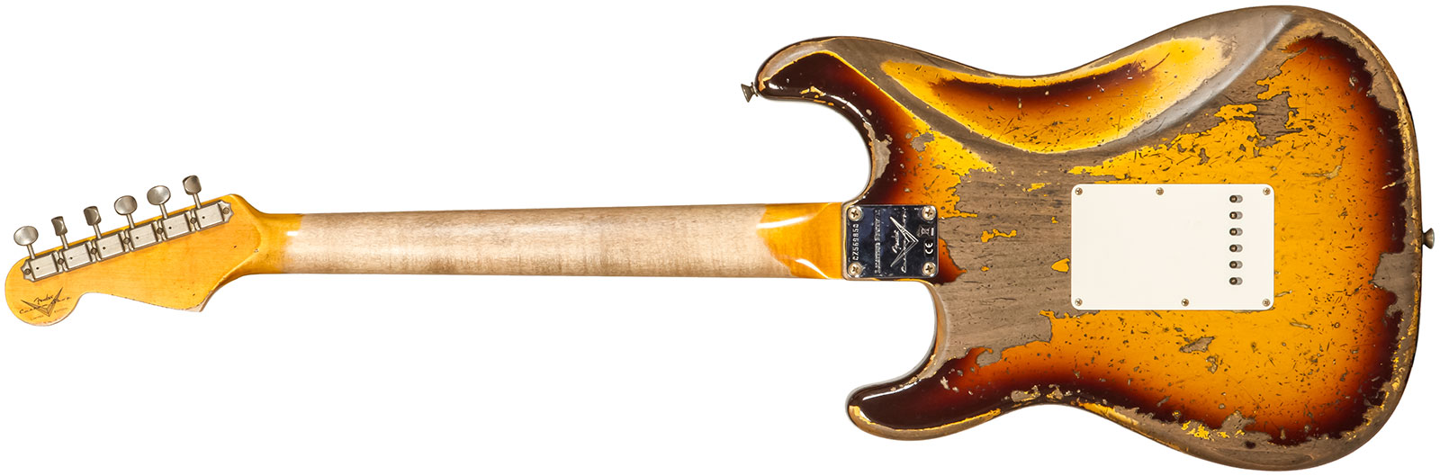 Fender Custom Shop Strat 1959 3s Trem Rw #cz569850 - Super Heavy Relic Aged Chocolate 3-color Sunburst - Str shape electric guitar - Variation 1