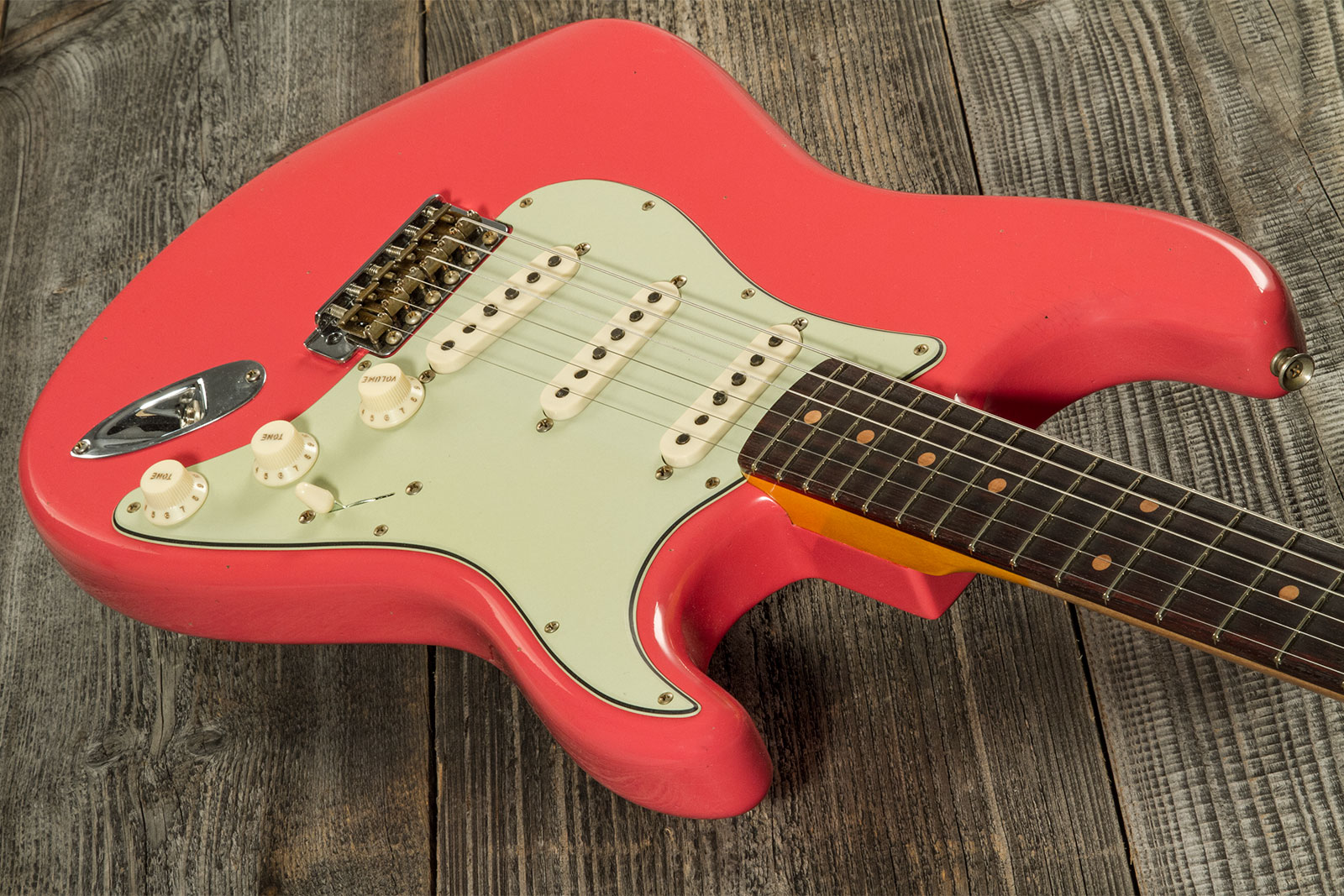 Fender Custom Shop Strat 1959 3s Trem Rw #cz571088 - Journeyman Relic Aged Fiesta Red - Str shape electric guitar - Variation 2