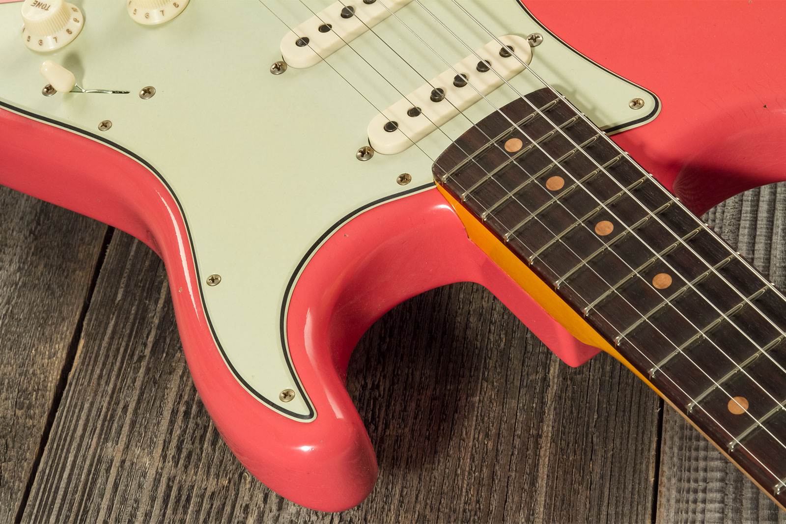 Fender Custom Shop Strat 1959 3s Trem Rw #cz571088 - Journeyman Relic Aged Fiesta Red - Str shape electric guitar - Variation 3