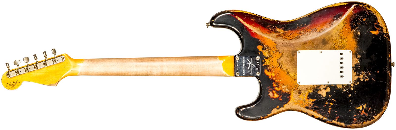 Fender Custom Shop Strat 1959 3s Trem Rw #cz576154 - Super Heavy Relic Black O. 3-color Sunburst - Str shape electric guitar - Variation 1