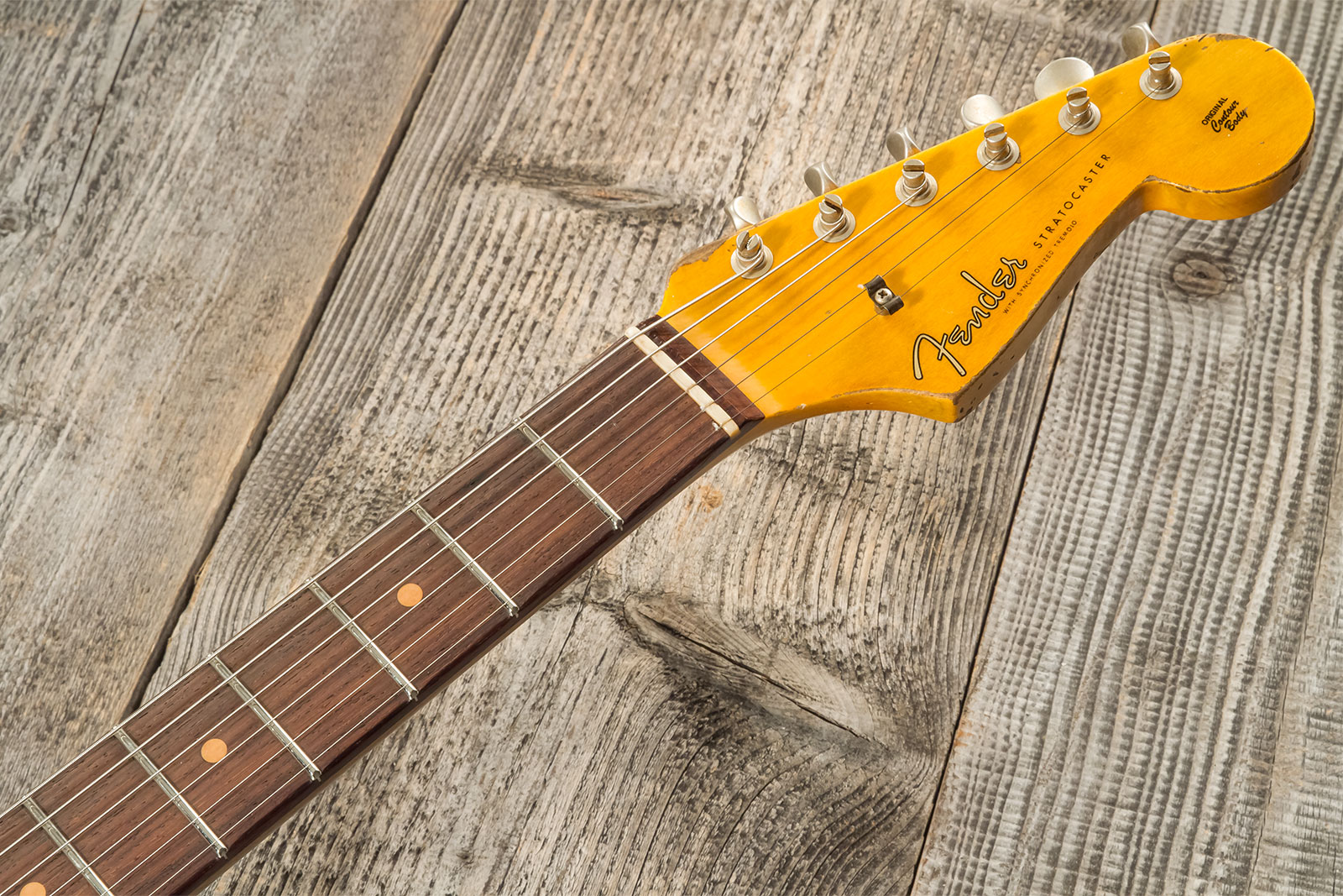Fender Custom Shop Strat 1959 3s Trem Rw #cz576154 - Super Heavy Relic Black O. 3-color Sunburst - Str shape electric guitar - Variation 8