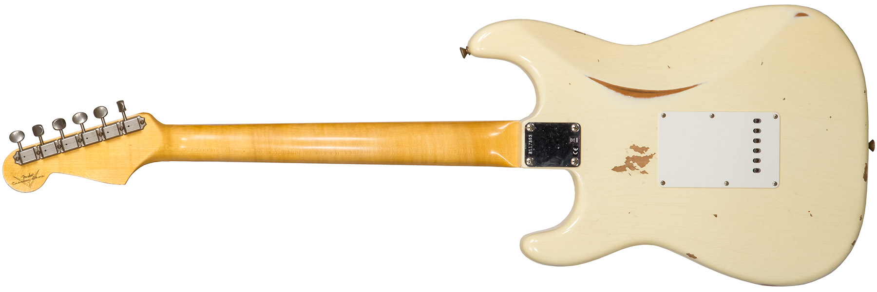 Fender Custom Shop Strat 1959 3s Trem Rw #r117393 - Relic Aged Vintage White - Str shape electric guitar - Variation 1
