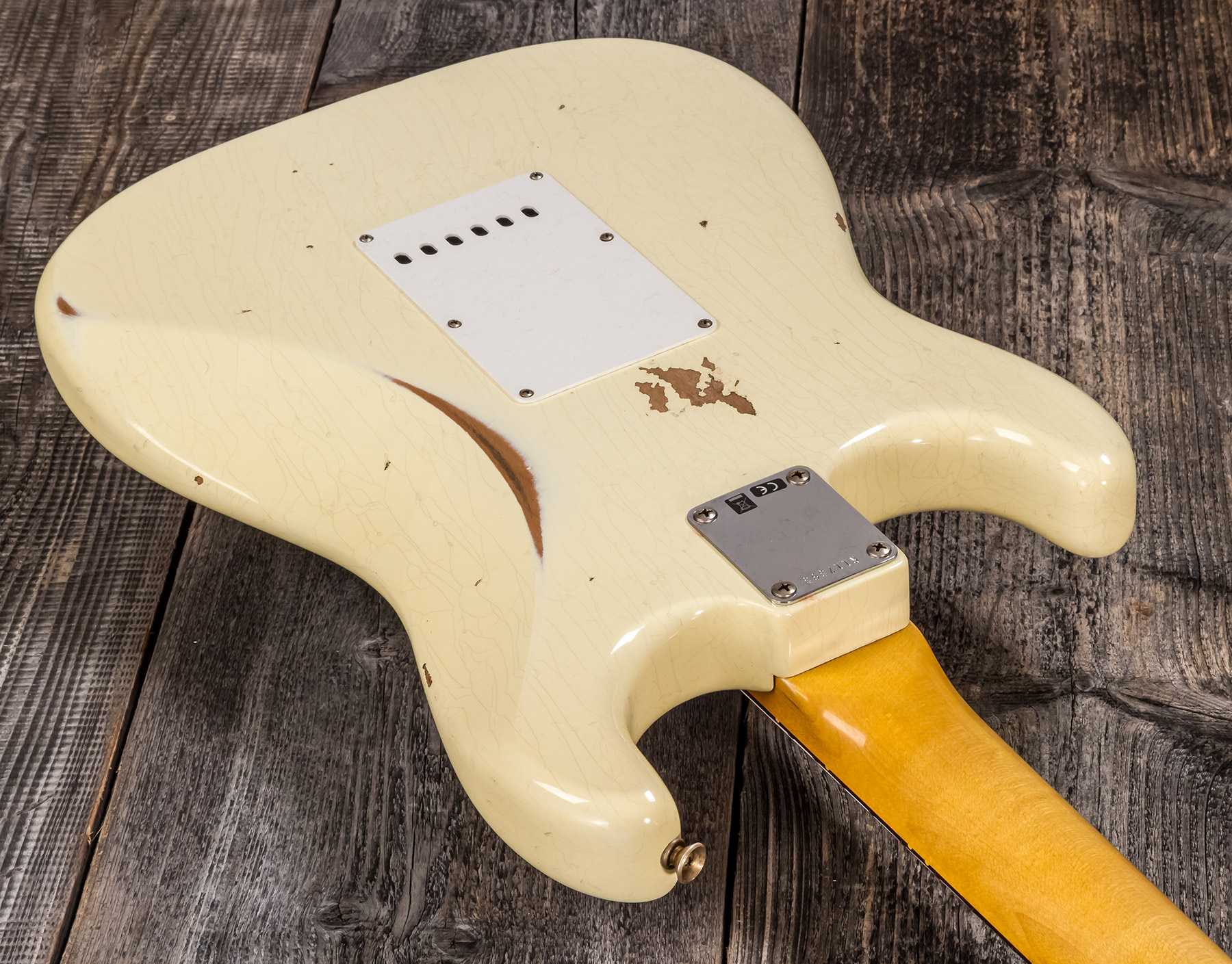 Fender Custom Shop Strat 1959 3s Trem Rw #r117393 - Relic Aged Vintage White - Str shape electric guitar - Variation 4