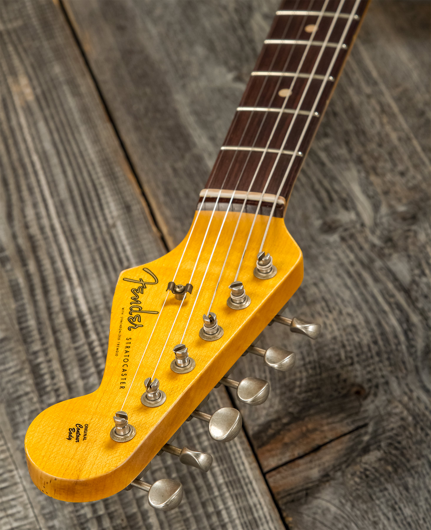 Fender Custom Shop Strat 1959 3s Trem Rw #r117393 - Relic Aged Vintage White - Str shape electric guitar - Variation 8