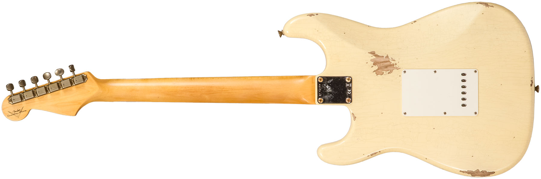 Fender Custom Shop Strat 1959 3s Trem Rw #r133800 - Relic Antique Vintage White - Str shape electric guitar - Variation 1