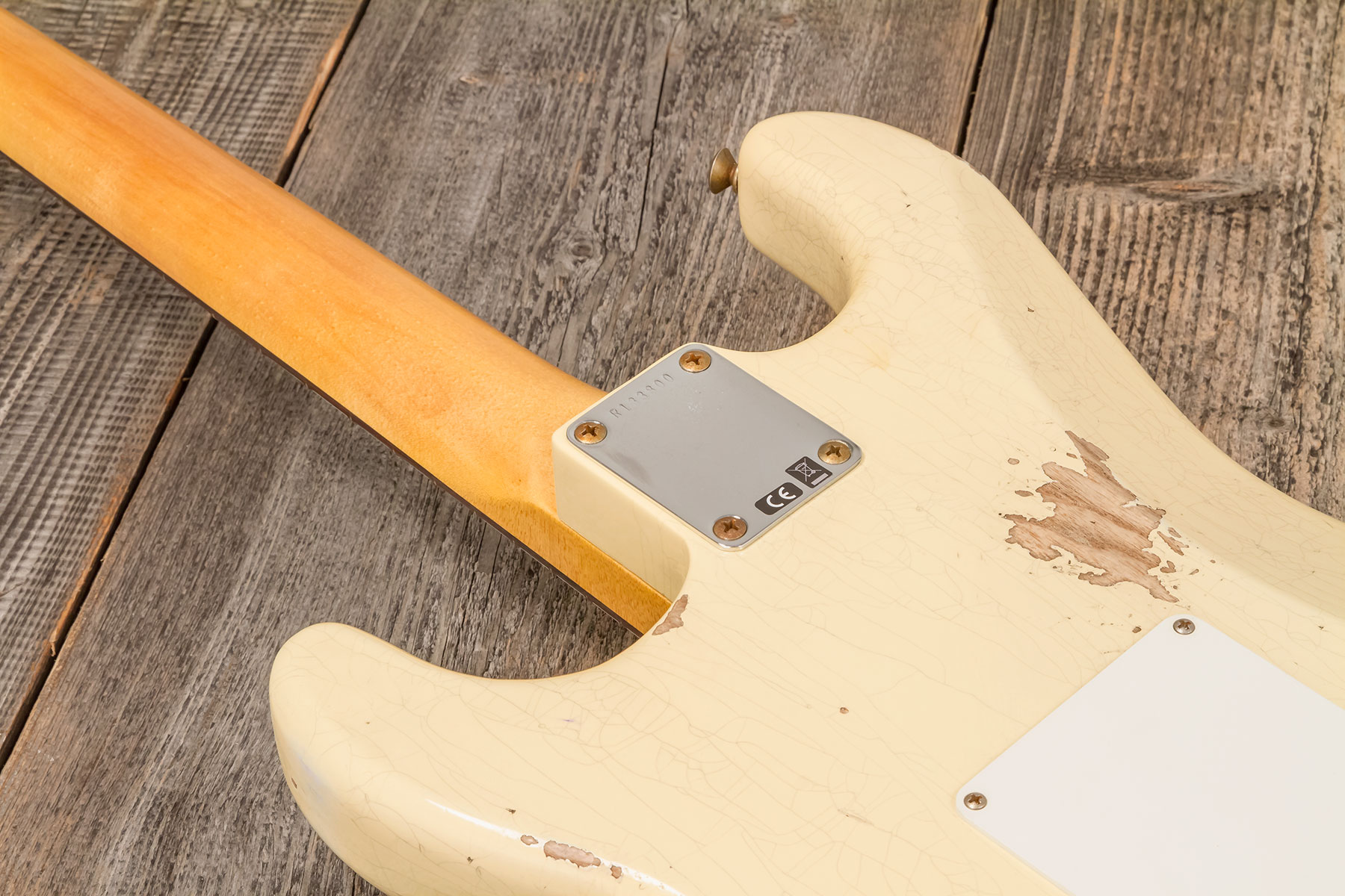 Fender Custom Shop Strat 1959 3s Trem Rw #r133800 - Relic Antique Vintage White - Str shape electric guitar - Variation 8