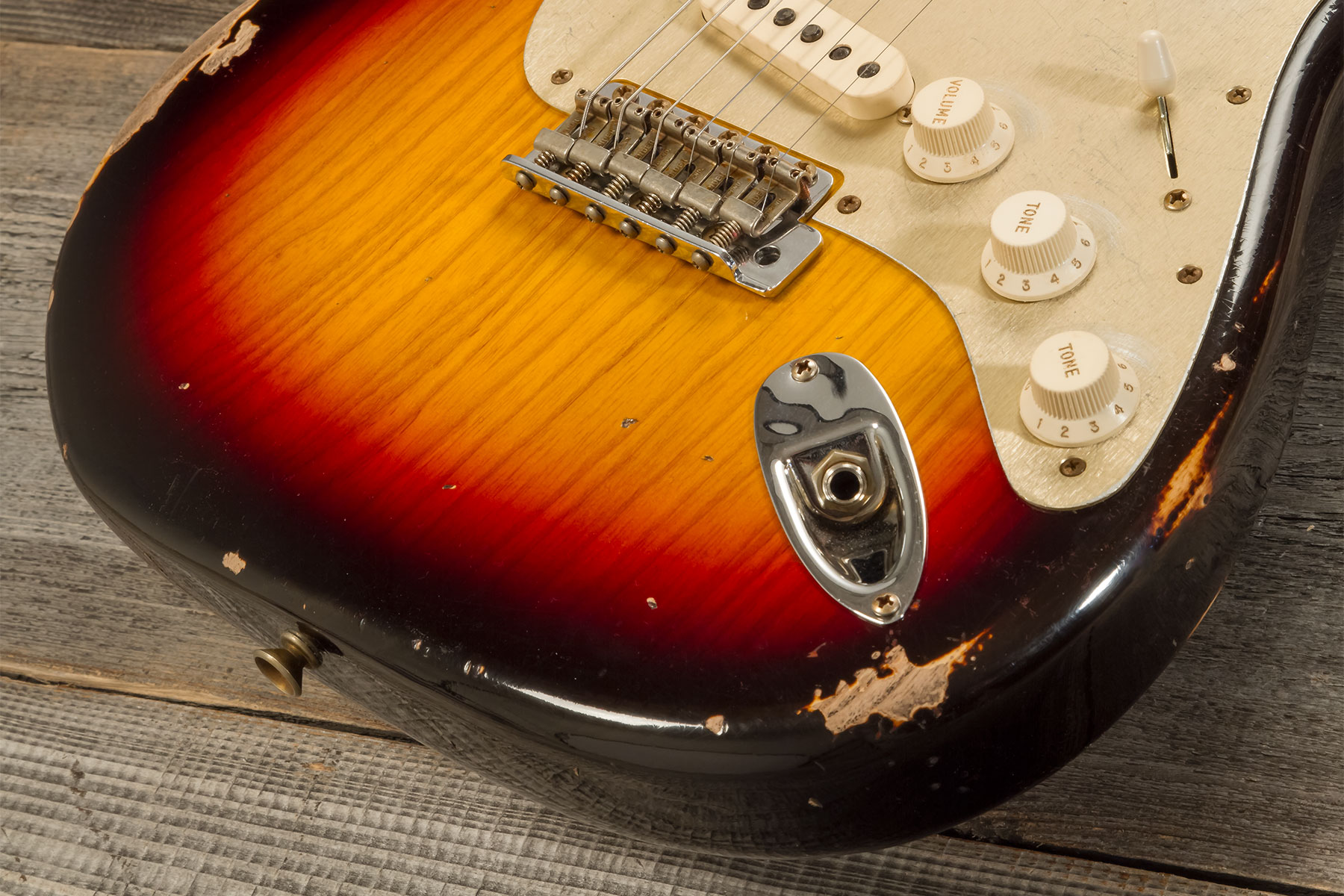 Fender Custom Shop Strat 1959 3s Trem Rw #r134762 - Relic Chocolate 3-color Sunburst - Str shape electric guitar - Variation 3