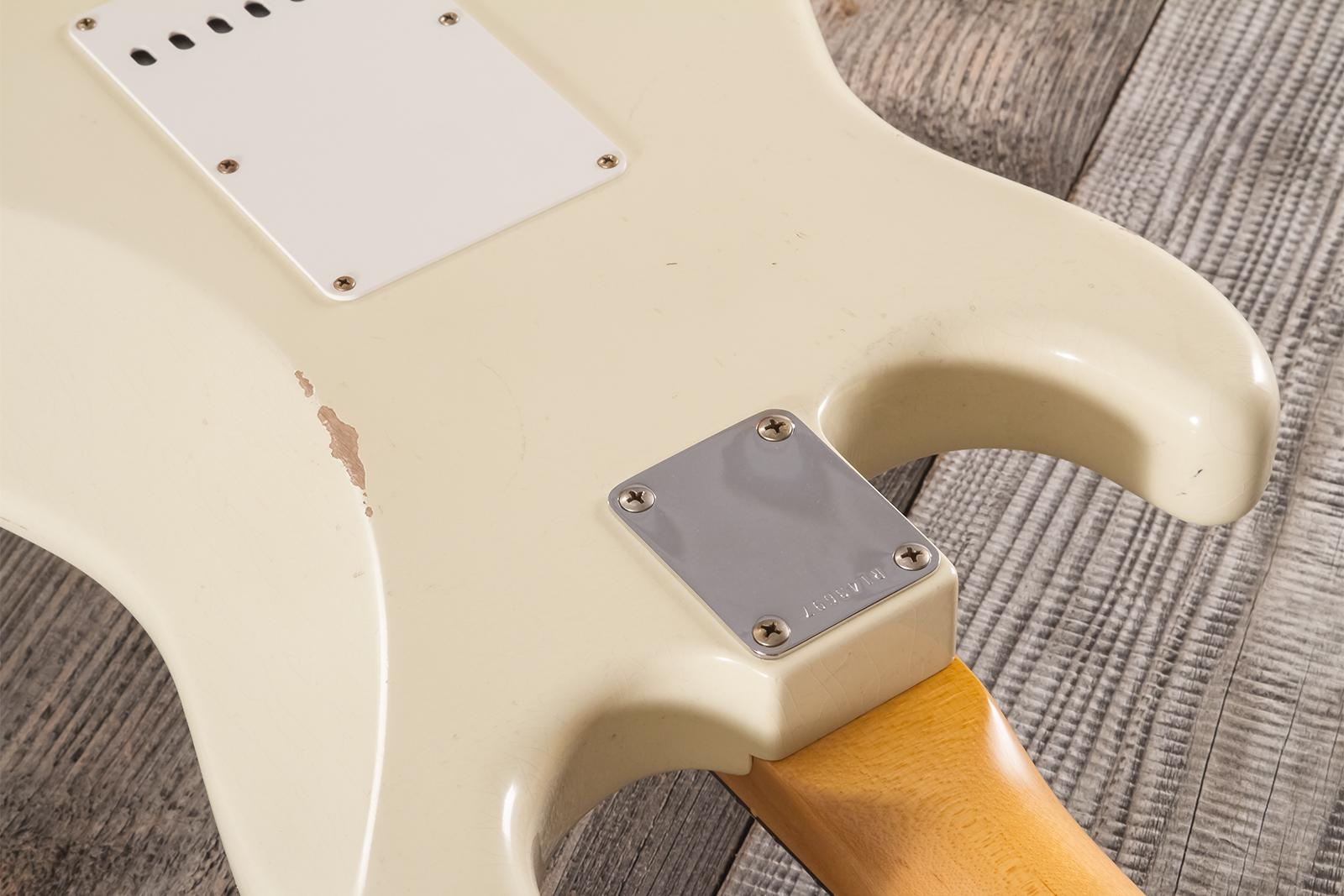 Fender Custom Shop Strat 1959 Masterbuilt D.brown 3s Trem Rw #r143697 - Journeyman Relic Vintage White - Str shape electric guitar - Variation 10