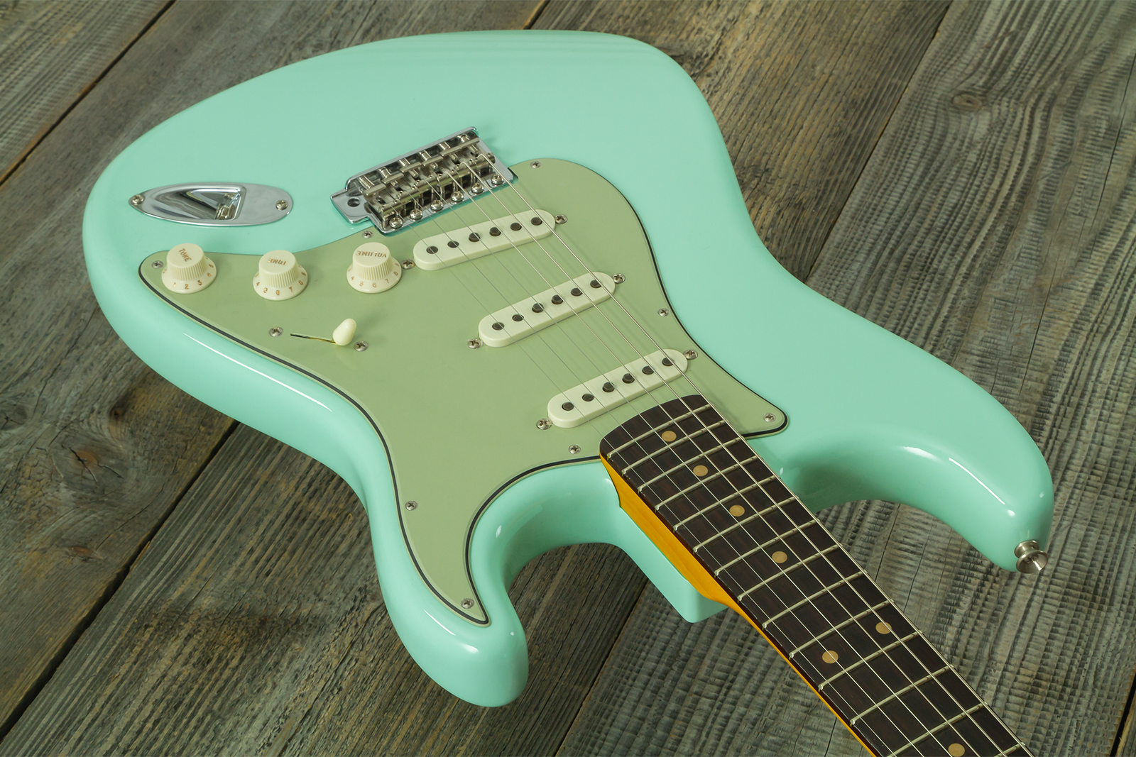 Fender Custom Shop Strat 1959 Vintage Custom 3s Trem Rw #r146975 - Time Capsule Faded Surf Green - Str shape electric guitar - Variation 2