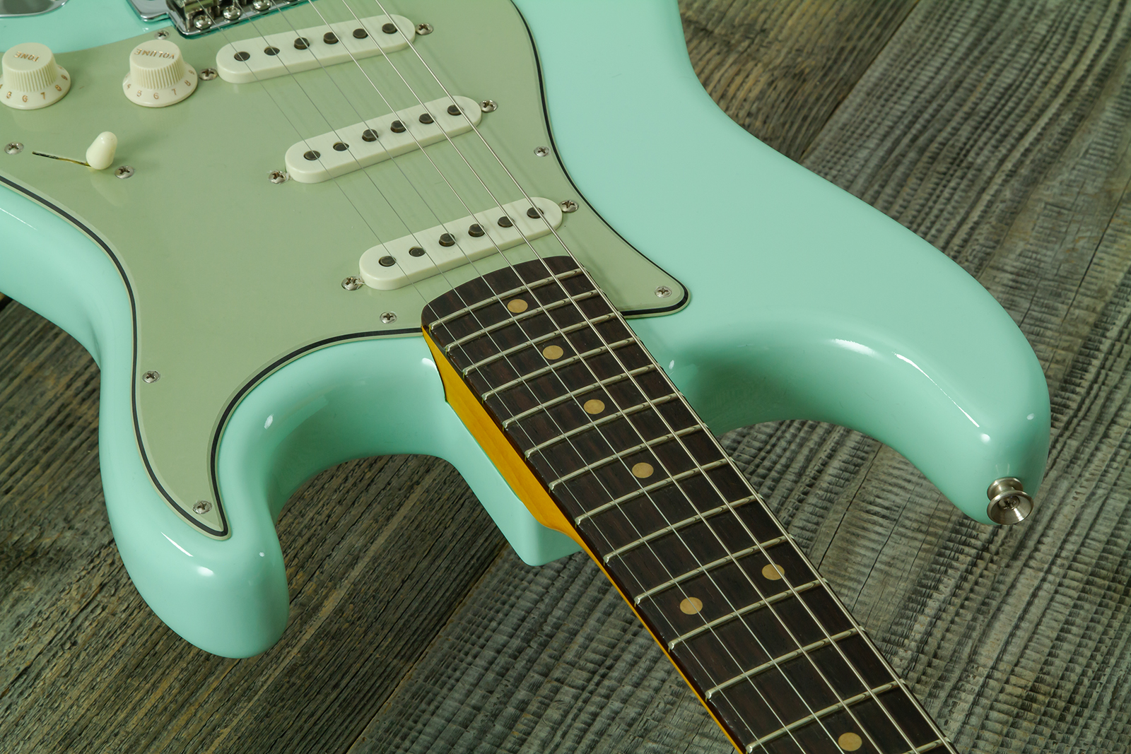 Fender Custom Shop Strat 1959 Vintage Custom 3s Trem Rw #r146975 - Time Capsule Faded Surf Green - Str shape electric guitar - Variation 3