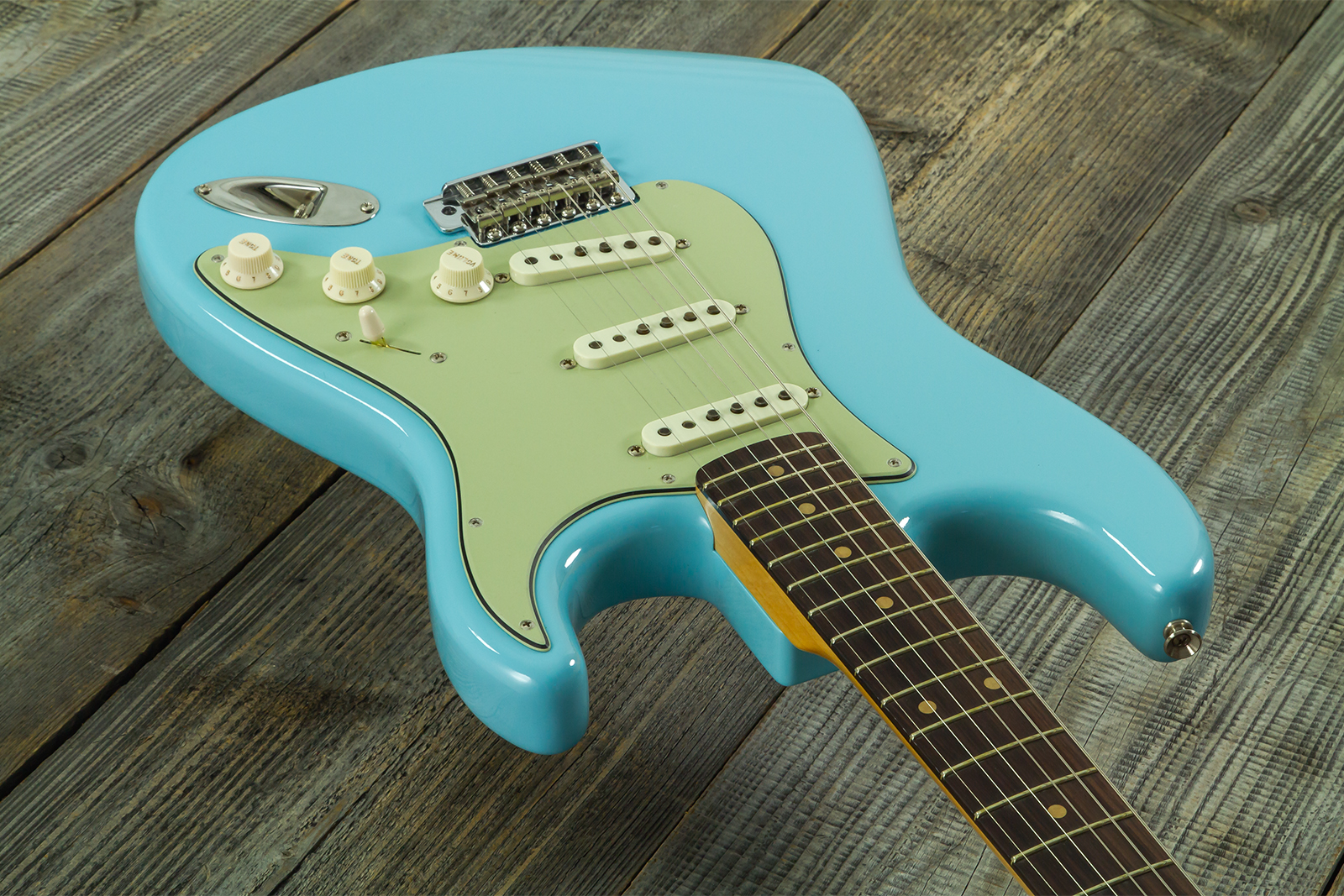 Fender Custom Shop Strat 1959 Vintage Custom 3s Trem Rw #r150835 - Time Capsule Daphne Blue - Str shape electric guitar - Variation 2