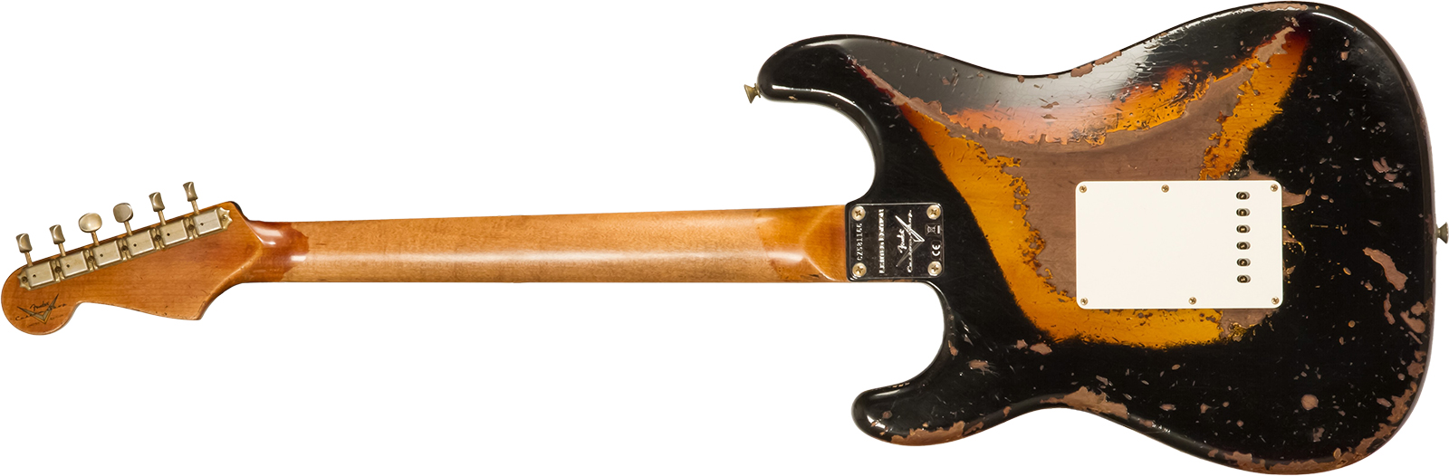 Fender Custom Shop Strat 1960 Roasted 3s Trem Rw #cz581166 - Super Heavy Relic Black O. 2-color Sunburst - Str shape electric guitar - Variation 2