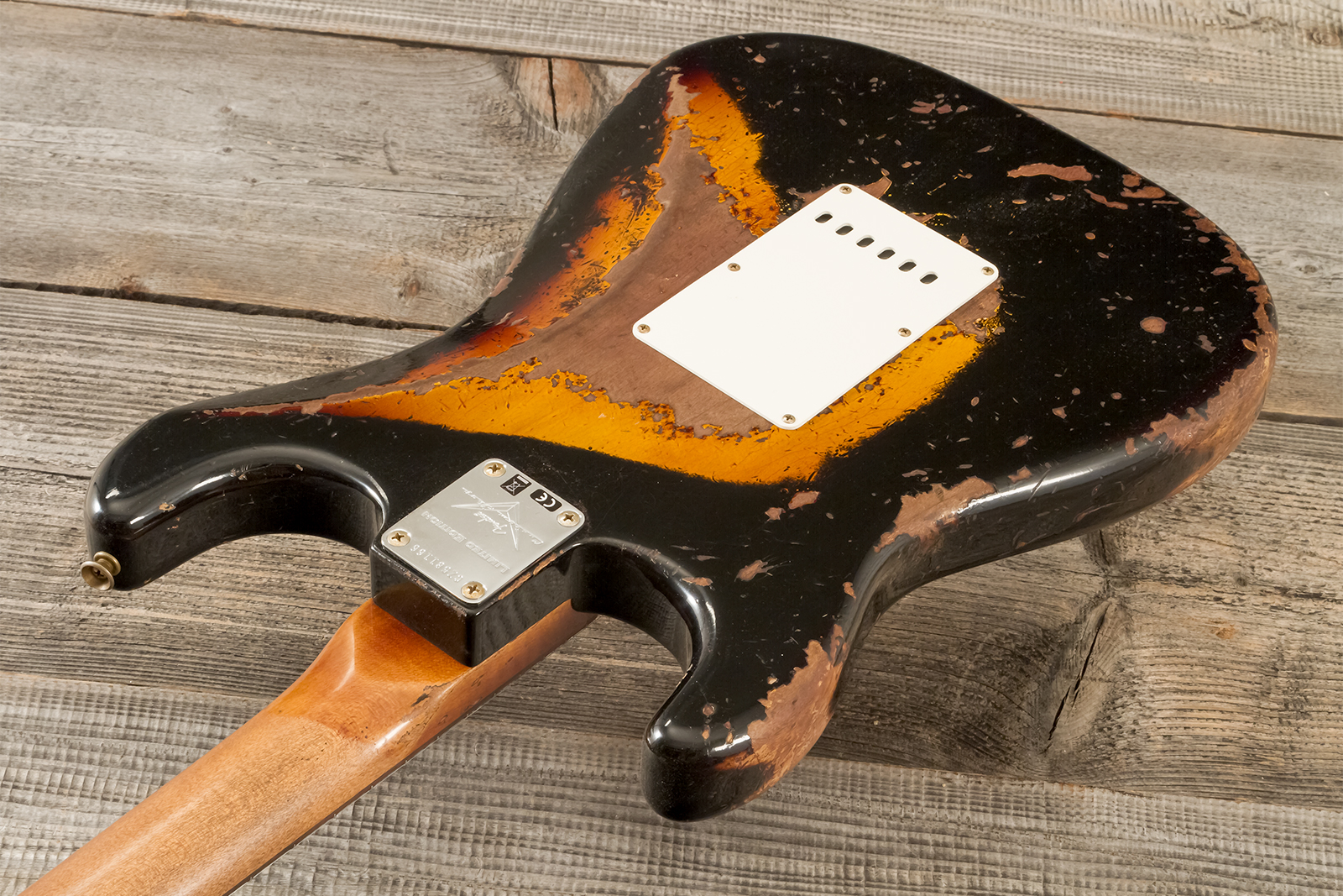 Fender Custom Shop Strat 1960 Roasted 3s Trem Rw #cz581166 - Super Heavy Relic Black O. 2-color Sunburst - Str shape electric guitar - Variation 7