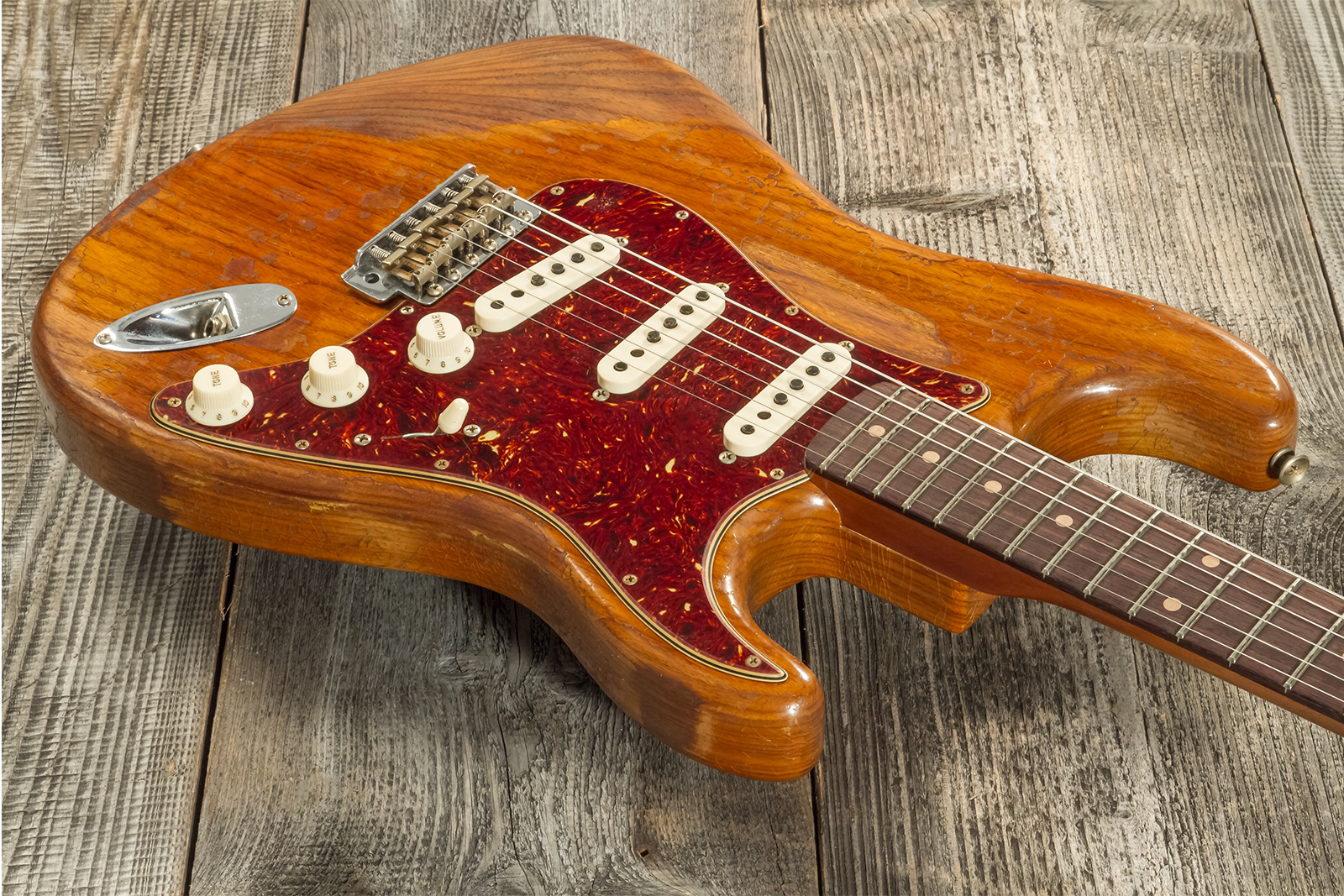 Fender Custom Shop Strat 1961 3s Trem Rw #cz570266 - Super Heavy Relic Natural - Str shape electric guitar - Variation 2