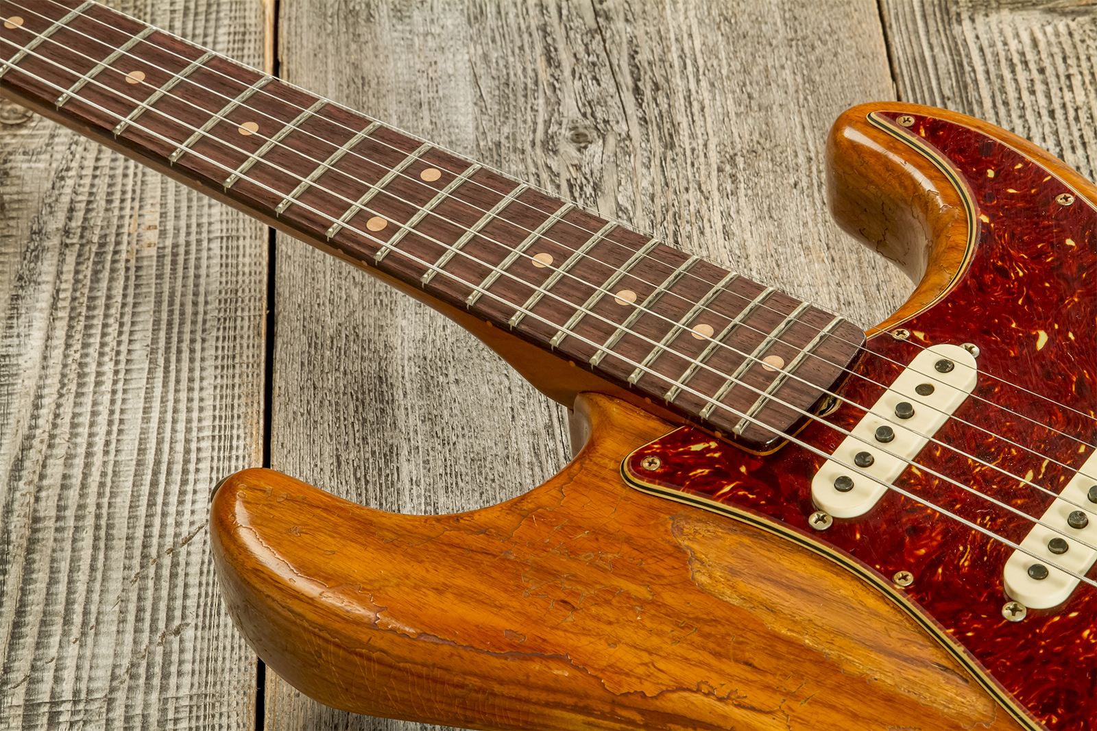 Fender Custom Shop Strat 1961 3s Trem Rw #cz570266 - Super Heavy Relic Natural - Str shape electric guitar - Variation 3