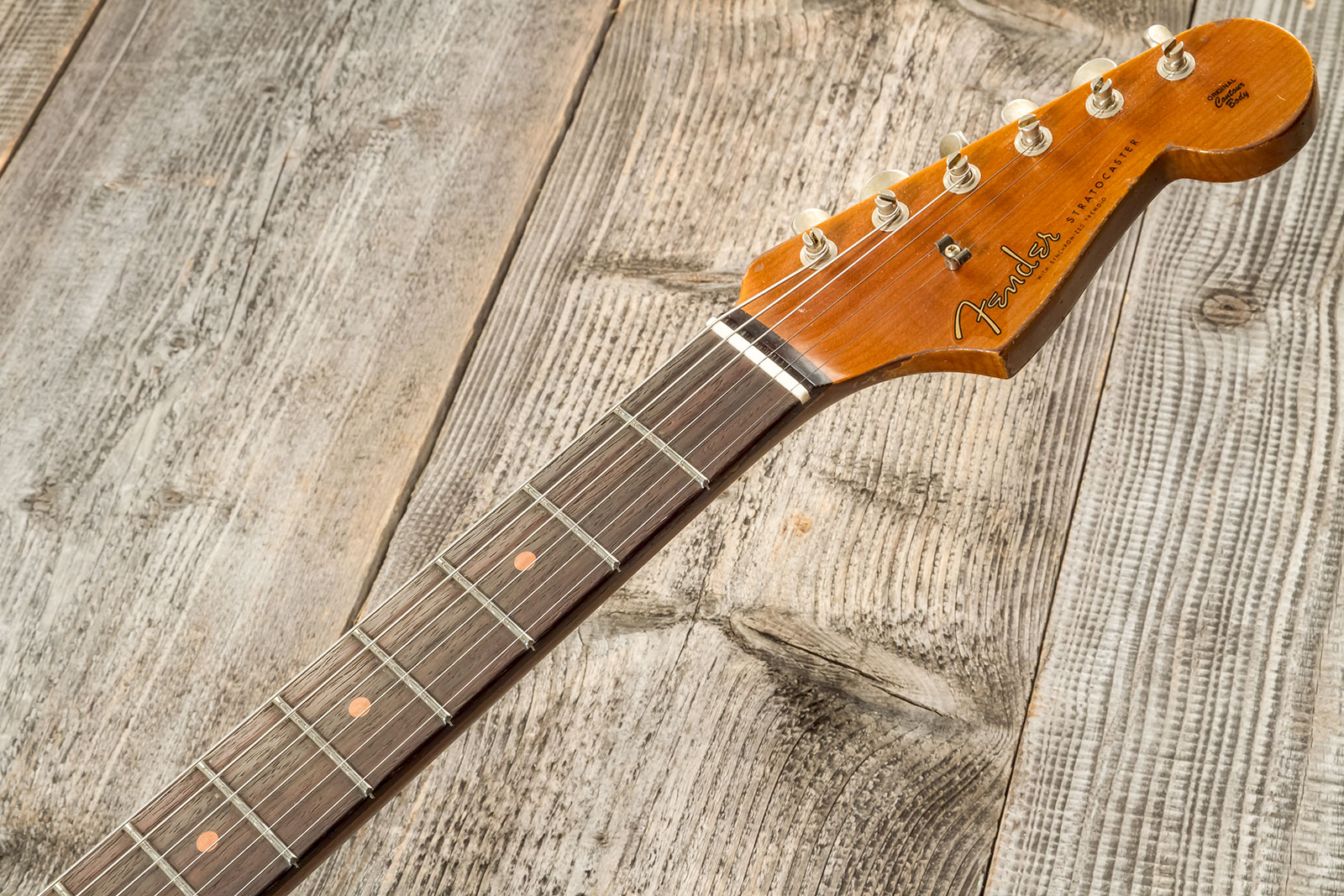 Fender Custom Shop Strat 1961 3s Trem Rw #cz573502 - Super Heavy Relic Sherwood Green Metallic O. 3-cs - Str shape electric guitar - Variation 8