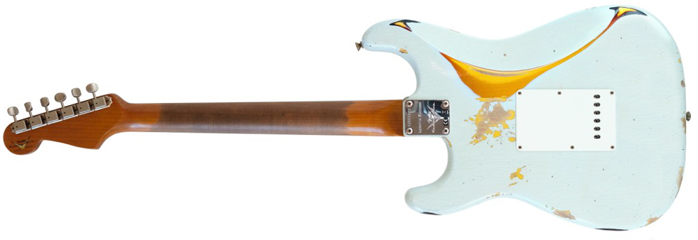Fender Custom Shop Strat 1961 3s Trem Rw #cz580999 - Heavy Relic Sonic Blue O. 3-color Sunburst - Str shape electric guitar - Variation 1
