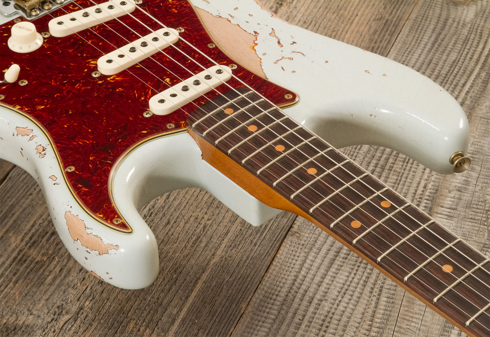Fender Custom Shop Strat 1961 3s Trem Rw #cz580999 - Heavy Relic Sonic Blue O. 3-color Sunburst - Str shape electric guitar - Variation 5