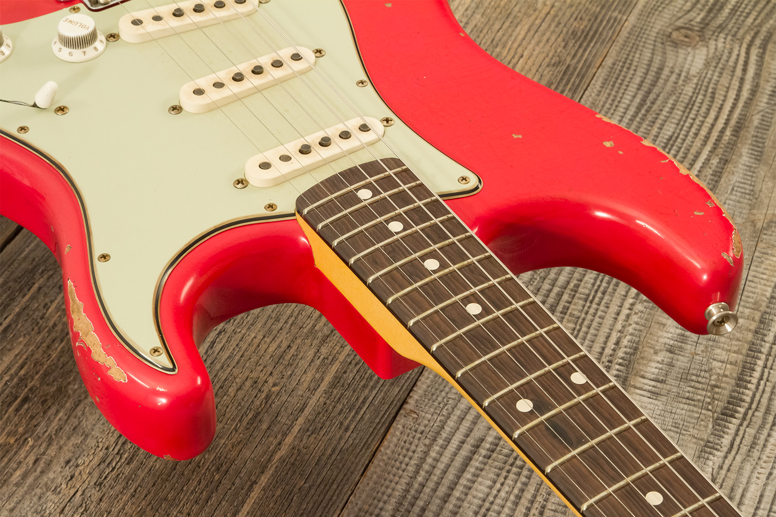 Fender Custom Shop Strat 1961 Masterbuilt K.mcmillin 3s Trem Abw #r132221 - Relic Fiesta Red - Str shape electric guitar - Variation 6