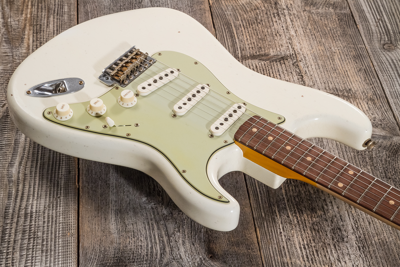 Fender Custom Shop Strat 1962/63 3s Trem Rw - Journeyman Relic Olympic White - Str shape electric guitar - Variation 2