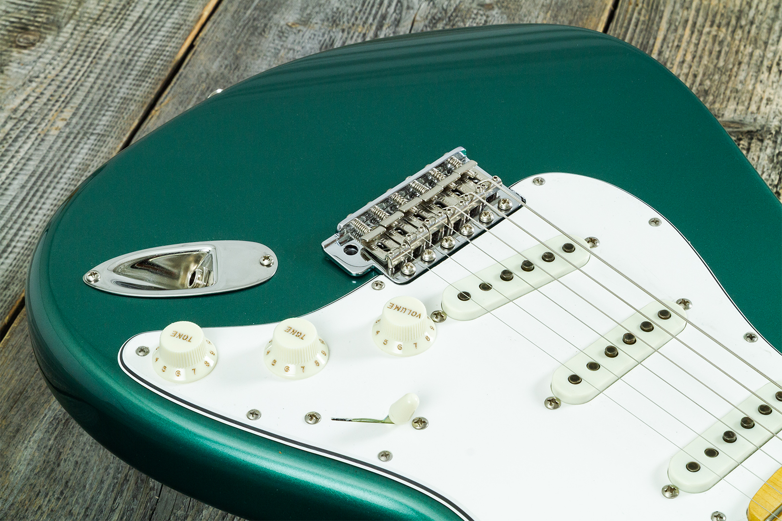 Fender Custom Shop Strat 1962 Vintage Custom 3s Trem Mn - Time Capsule Sherwood Green Metallic - Str shape electric guitar - Variation 3