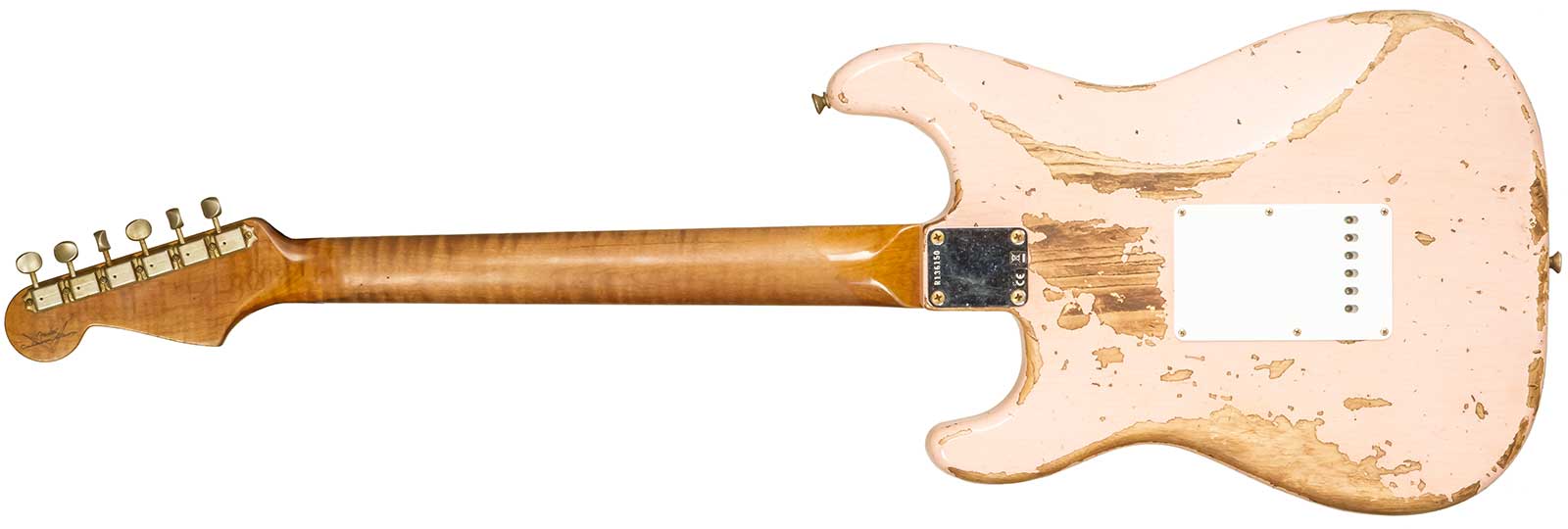 Fender Custom Shop Strat 1963 3s Trem Rw #r136150 - Super Heavy Relic Shell Pink - Str shape electric guitar - Variation 1