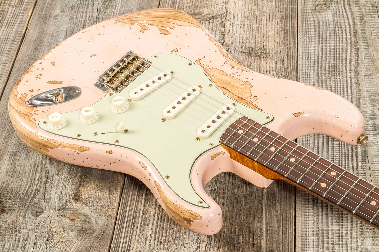 Fender Custom Shop Strat 1963 3s Trem Rw #r136150 - Super Heavy Relic Shell Pink - Str shape electric guitar - Variation 3
