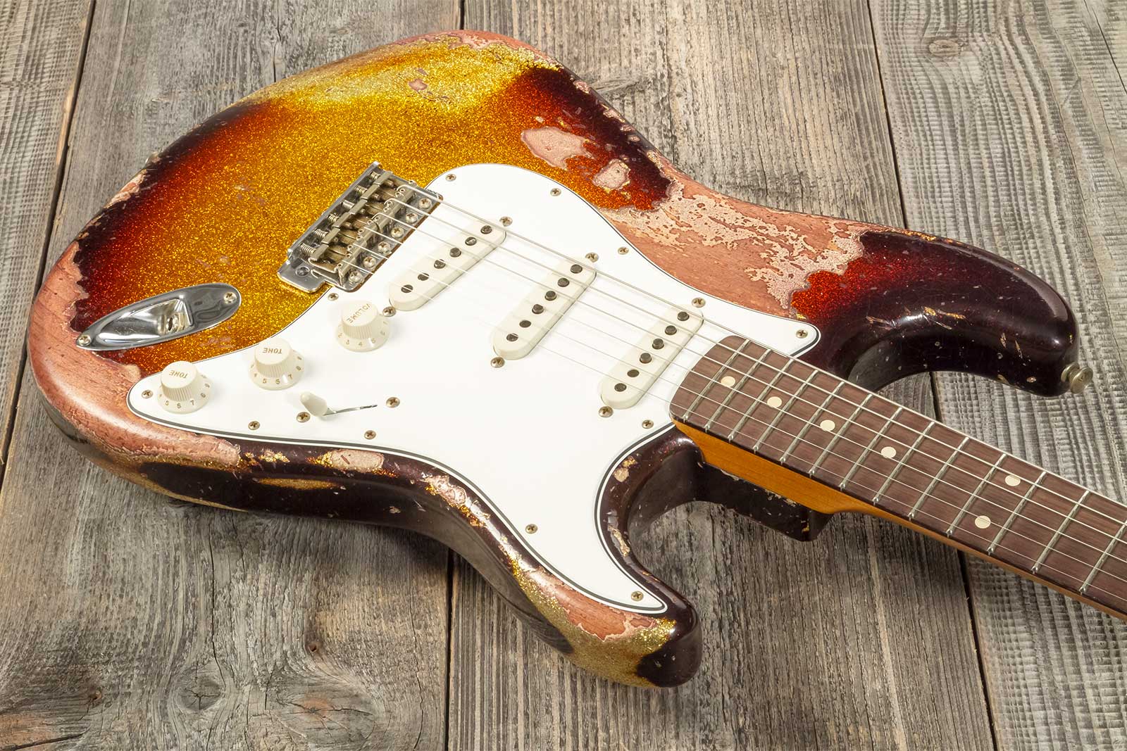 Fender Custom Shop Strat 1963 3s Trem Rw #r136169 - Super Heavy Relic Sparkle 3-color Sunburst - Str shape electric guitar - Variation 2