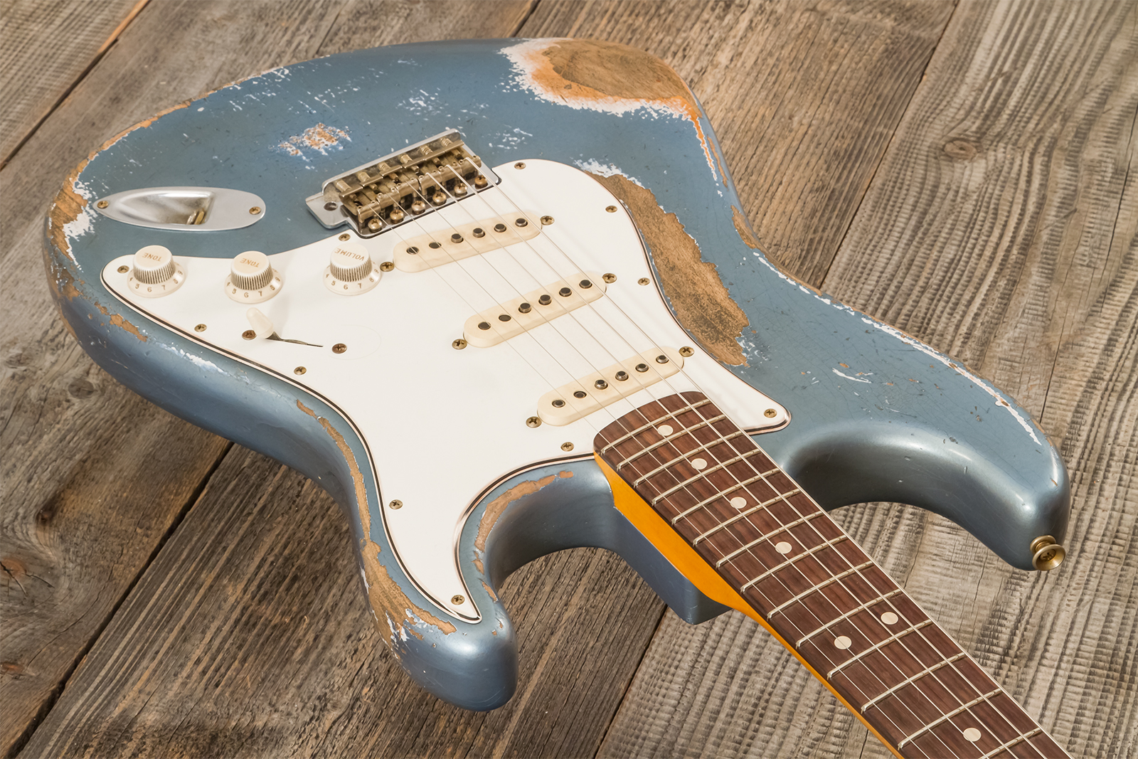 Fender Custom Shop Strat 1963 3s Trem Rw #r139911 - Relic Lake Placid Blue - Str shape electric guitar - Variation 2