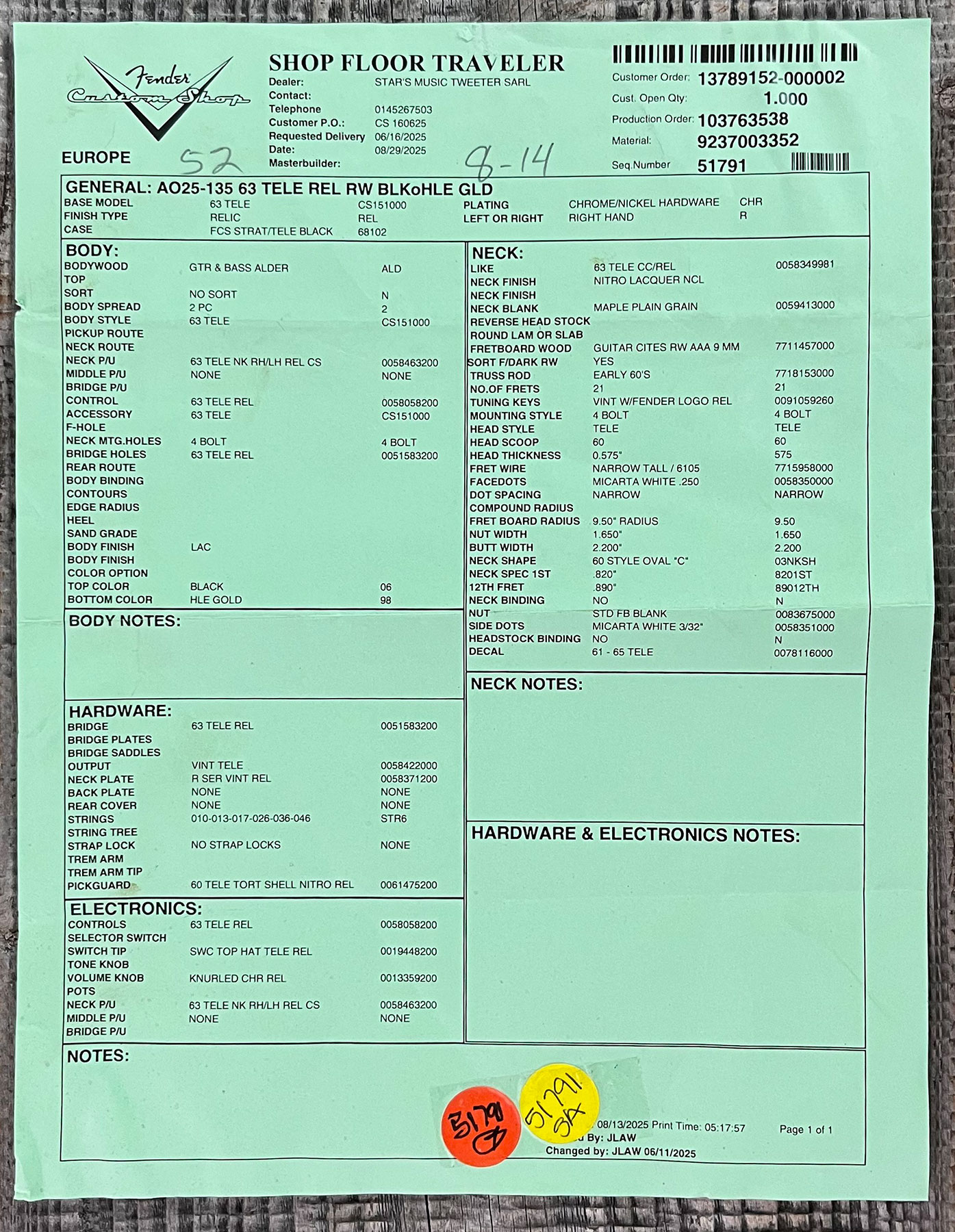 Fender Custom Shop Strat 1963 3s Trem Rw #r143861 - Relic Black O. Hle Gold - Str shape electric guitar - Variation 14