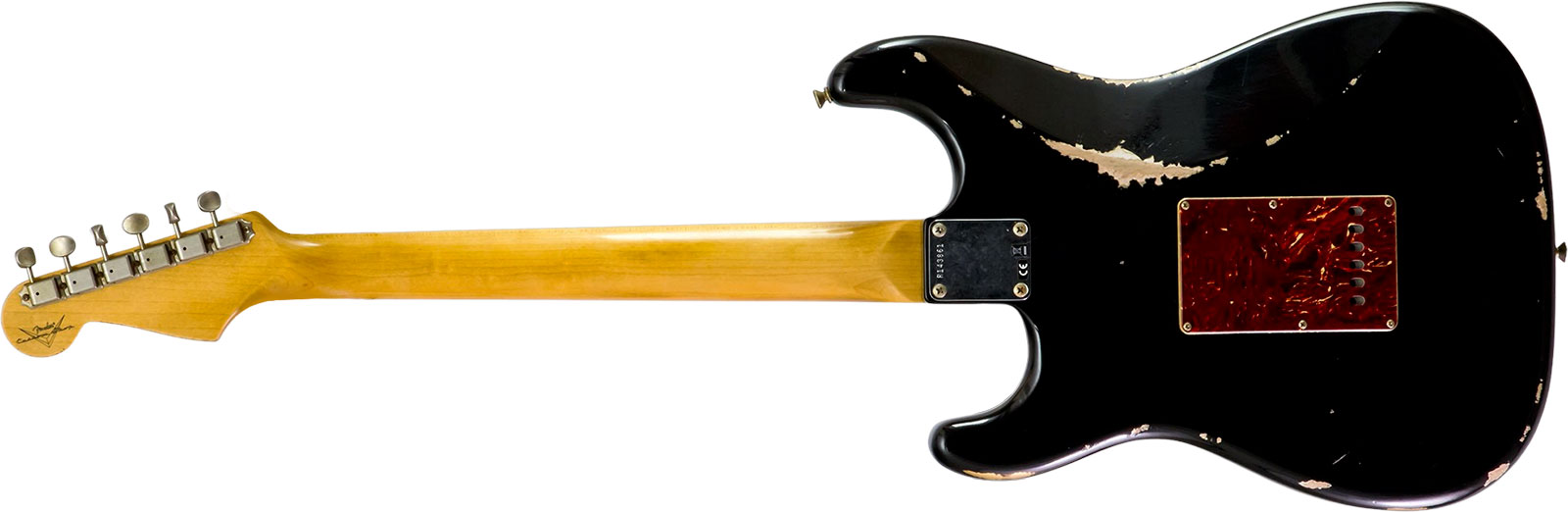 Fender Custom Shop Strat 1963 3s Trem Rw #r143861 - Relic Black O. Hle Gold - Str shape electric guitar - Variation 1